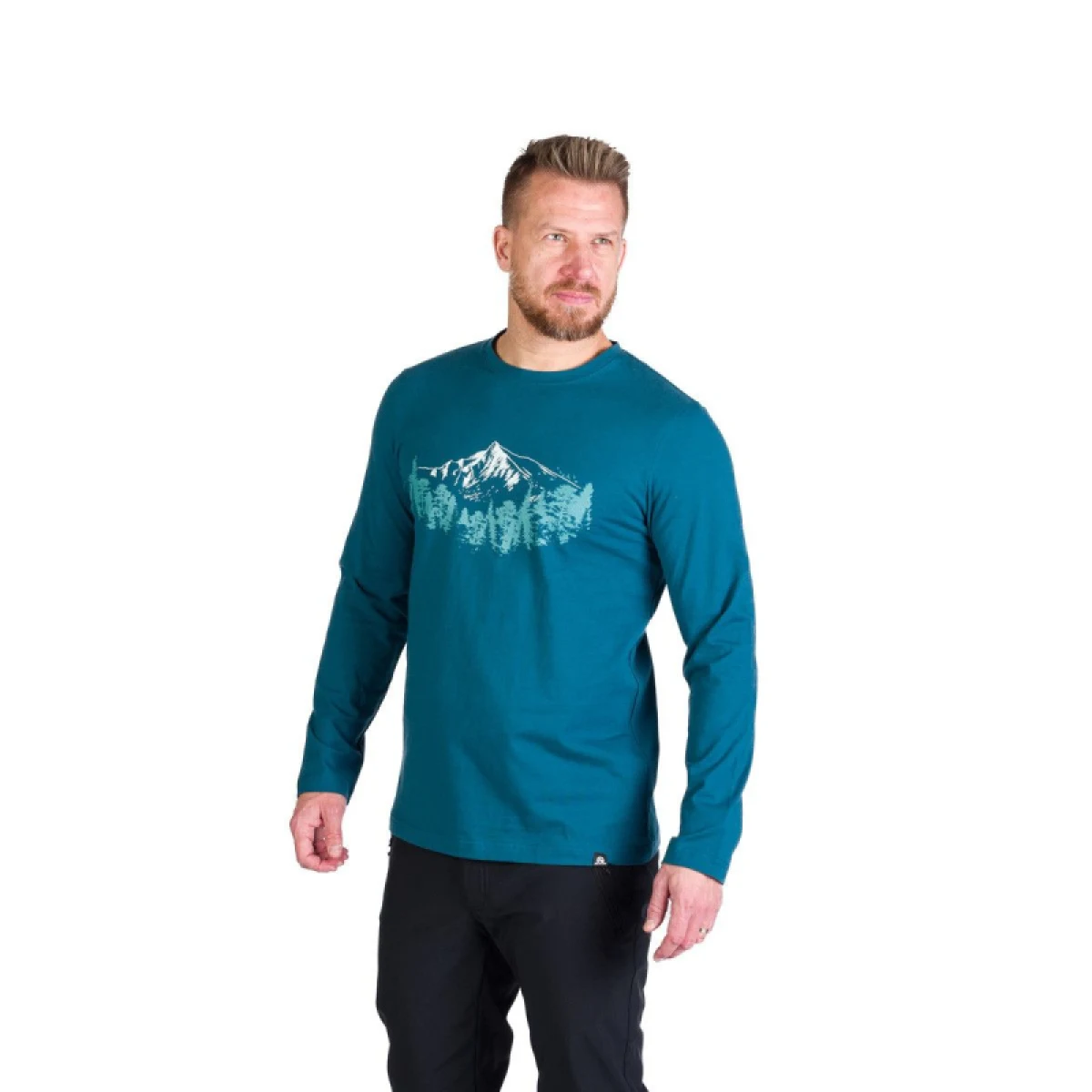 Pánske turistické tričko s dlhým rukávom NORTHFINDER STEWART-526inkblue · záber 2