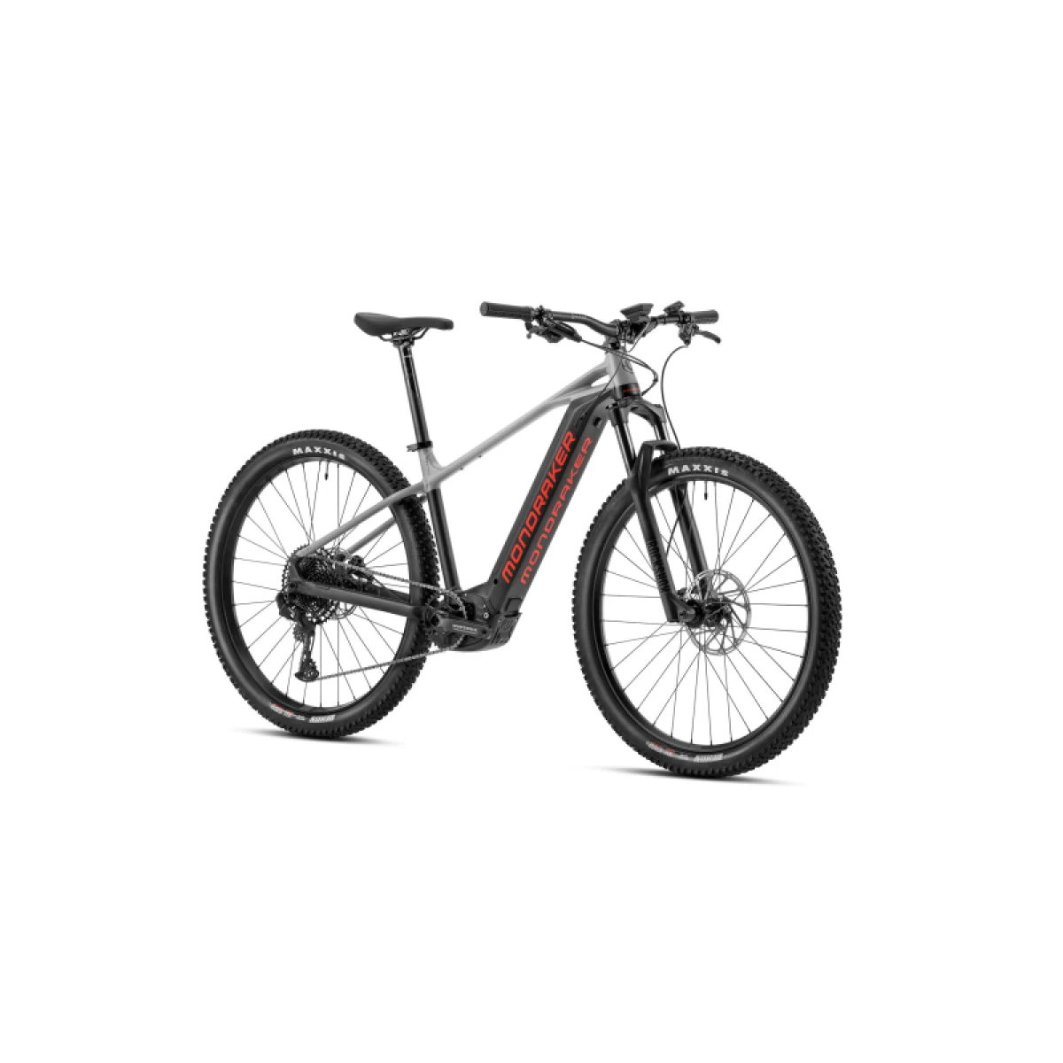 Horský elektrobicykel MONDRAKER Prime, black nimbus grey flame red · záber 2