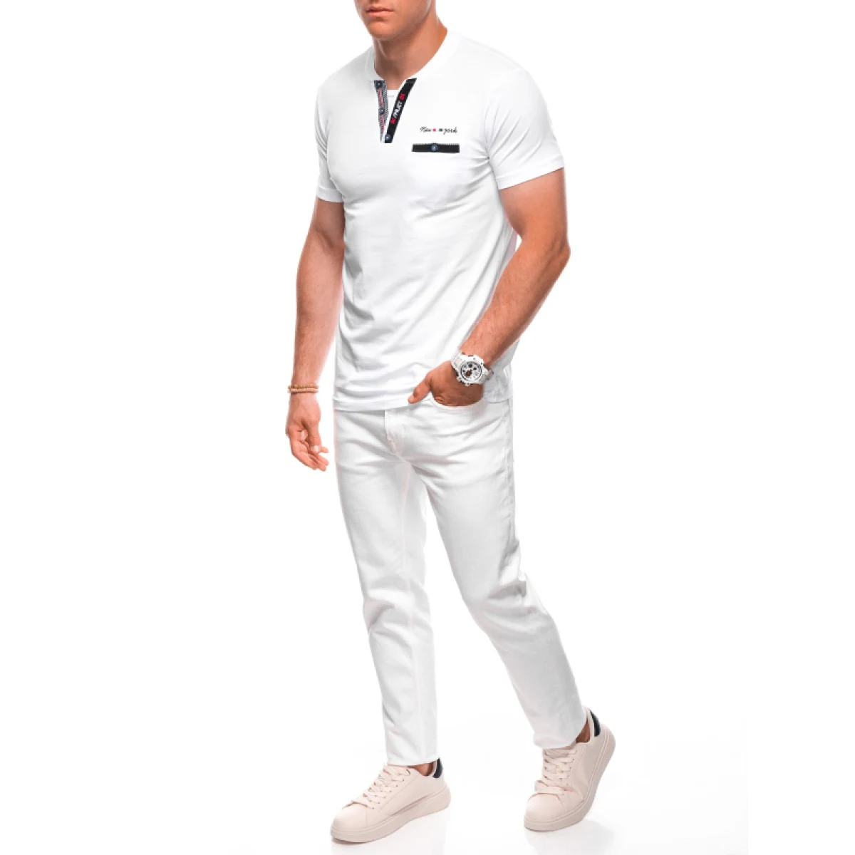 Pánske tričko s krátkym rukávom s v-výstrihom OMBRE T-shirt S1991 white · záber 2
