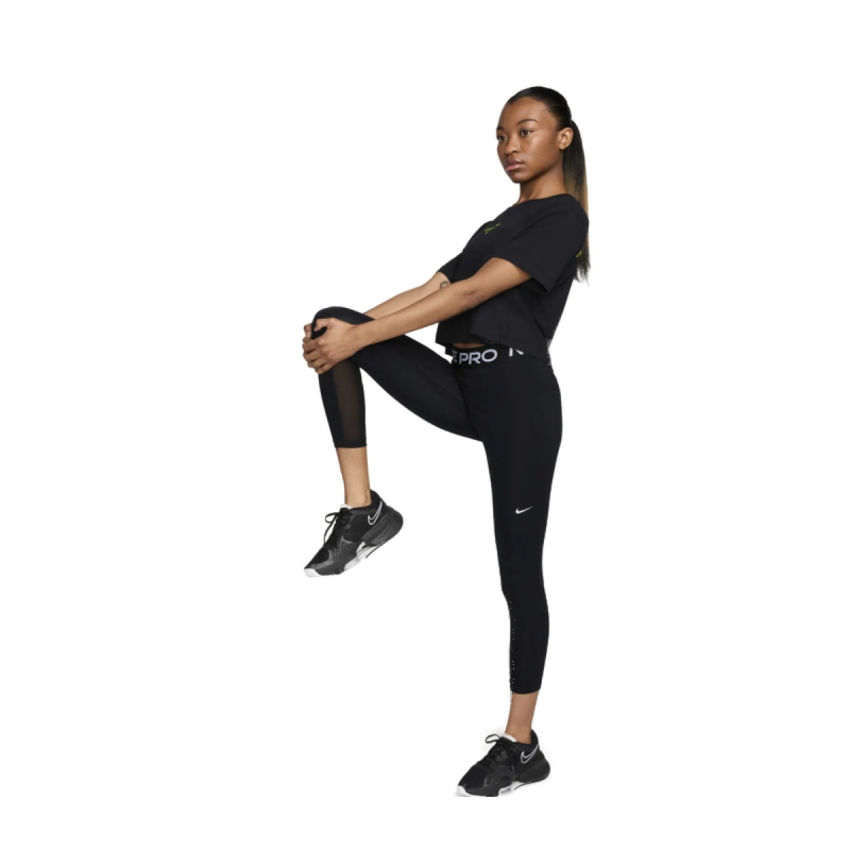 Dámske tréningové tričko s krátkym rukávom NIKE PRO W NK DF SS CRP TEE-010 BLACK · záber 5