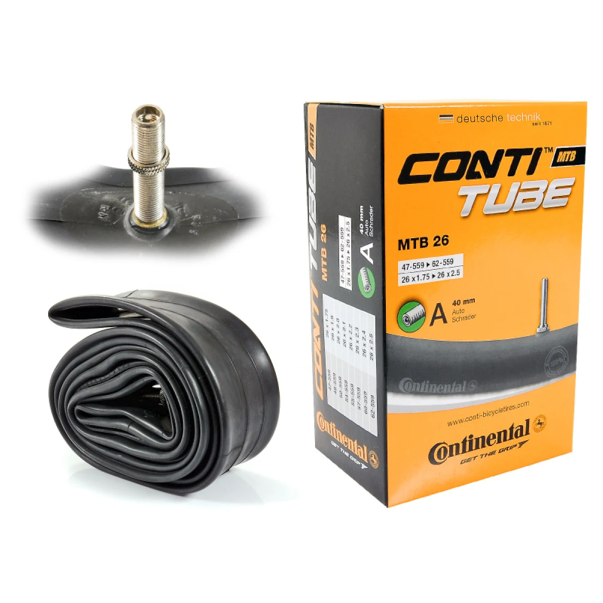 Duša na bicykel CONTINENTAL MTB 26 - ventil AV40 · záber 2