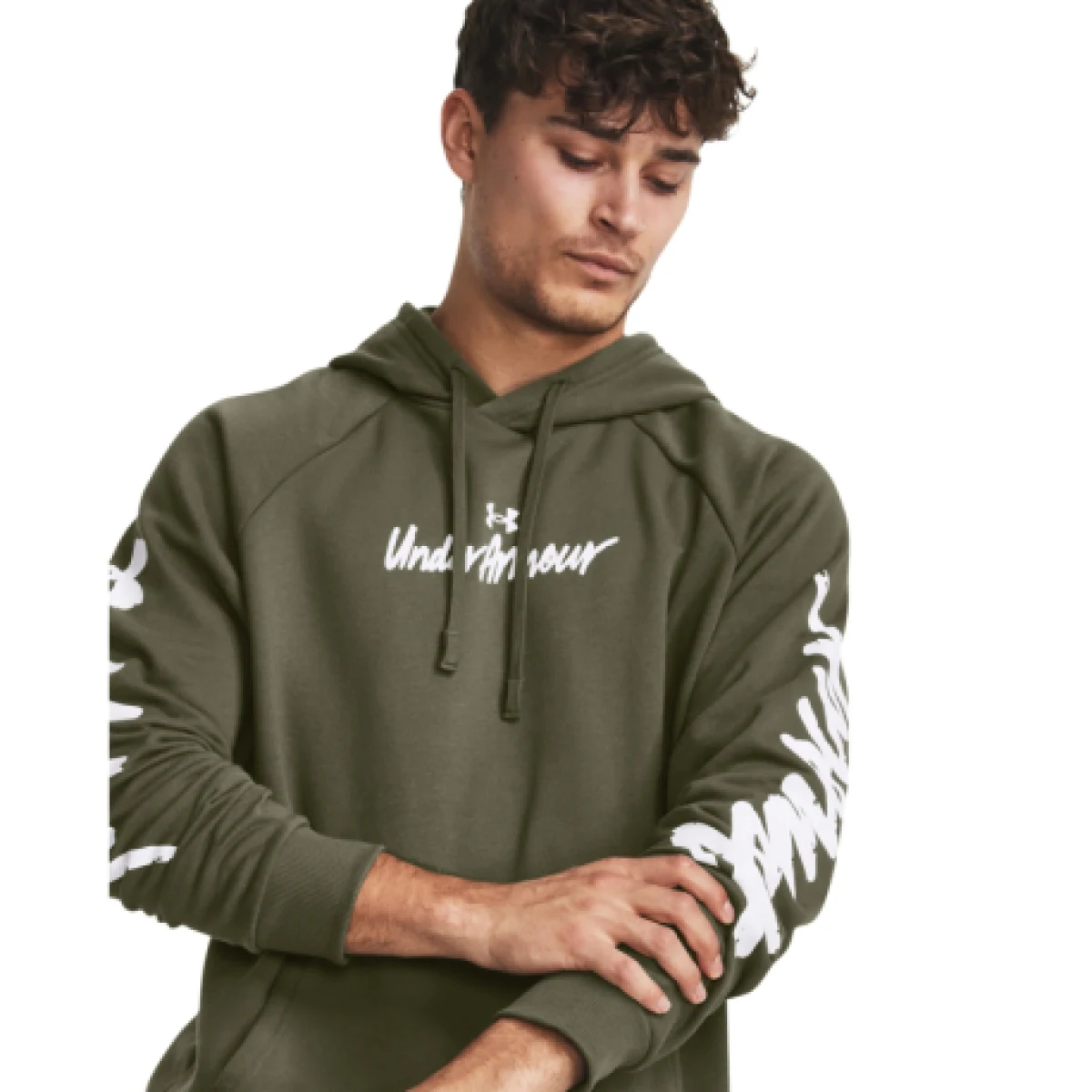 Pánska zateplená mikina s kapucňou UNDER ARMOUR UA Rival Fleece Graphic HD-GRN · záber 1