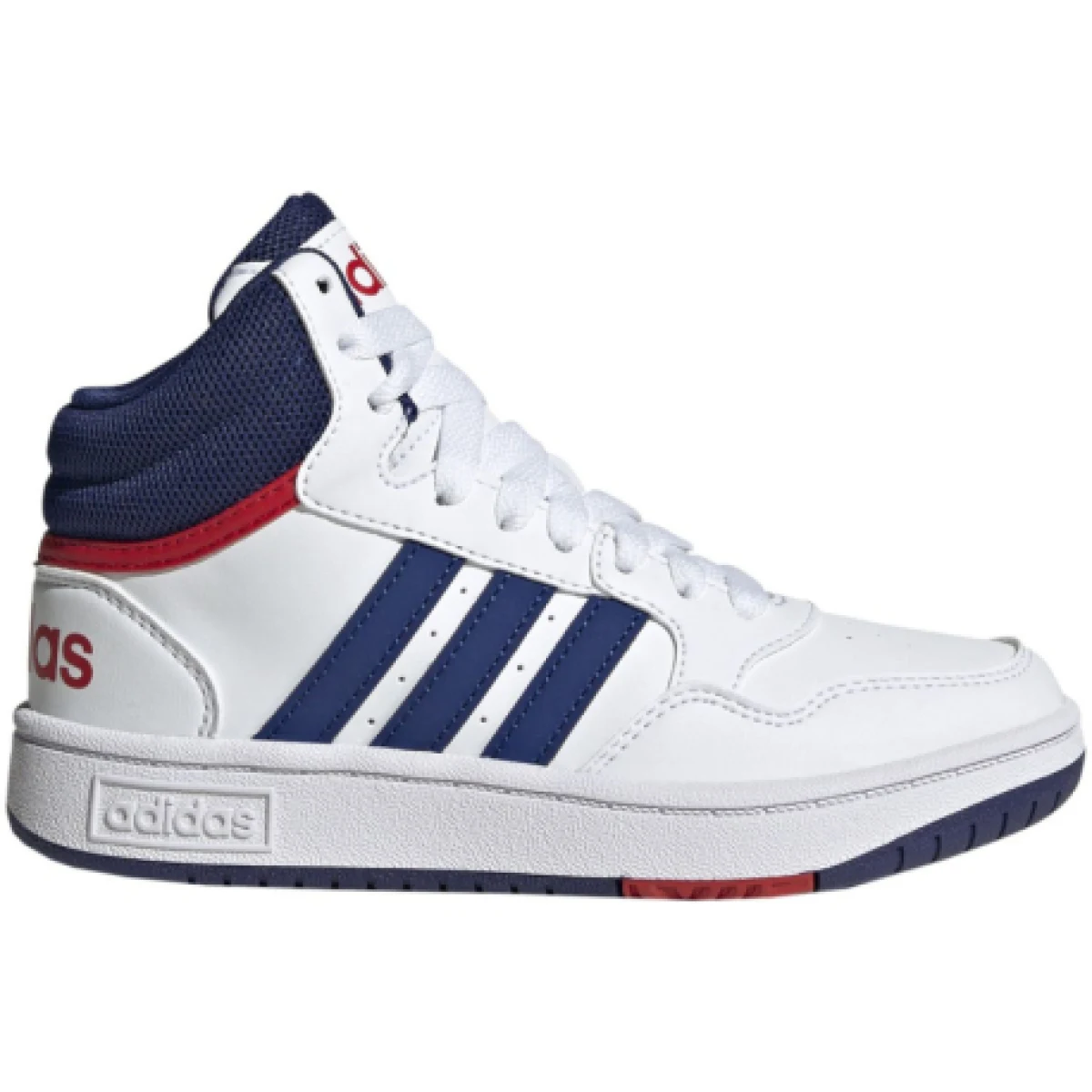Chlapčenská rekreačná obuv ADIDAS Hoops 3.0 Mid cloud white victory blue better scarlet · záber 1