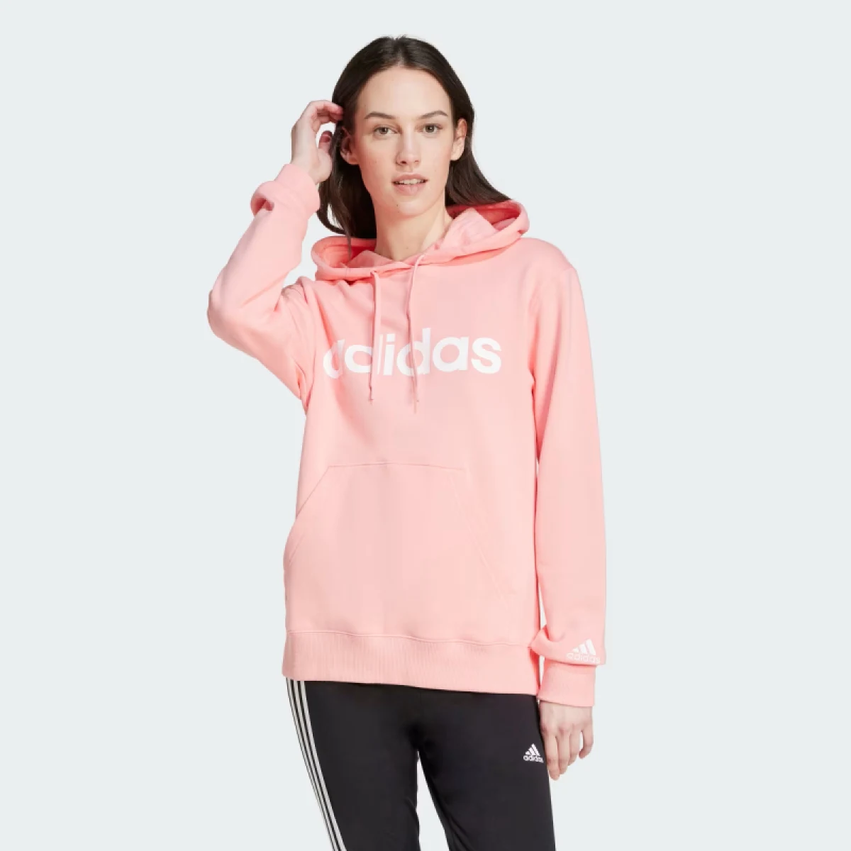 Dámska mikina s kapucňou ADIDAS W LIN FT HD-IY9186-Pink · záber 2
