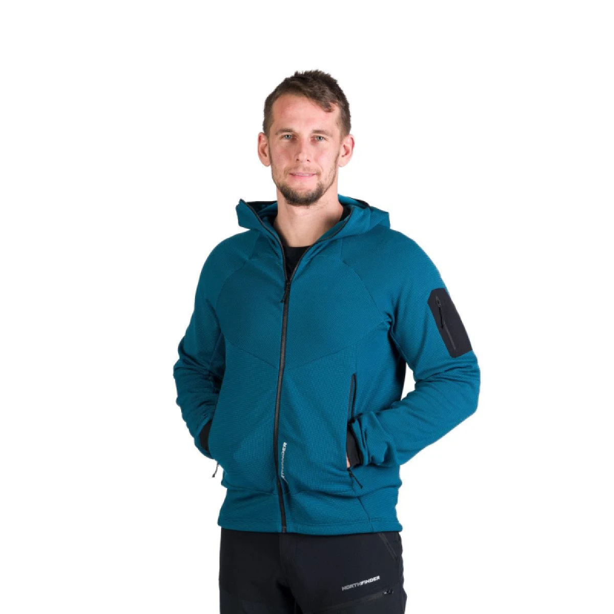 Pánska turistická mikina so zipsom NORTHFINDER GIOELE-630inkblueblack · záber 2