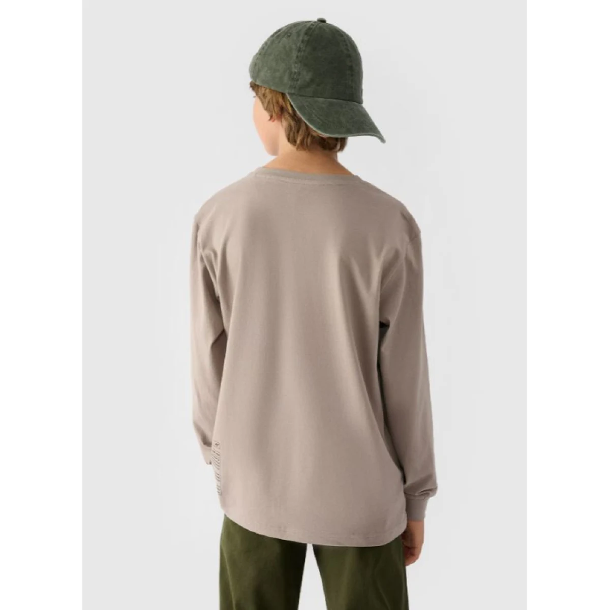 Chlapčenské tričko s dlhým rukávom 4F JUNIOR LONGSLEEVE-JWAW24TLONM294-26S-WARM LIGHT GREY · záber 3