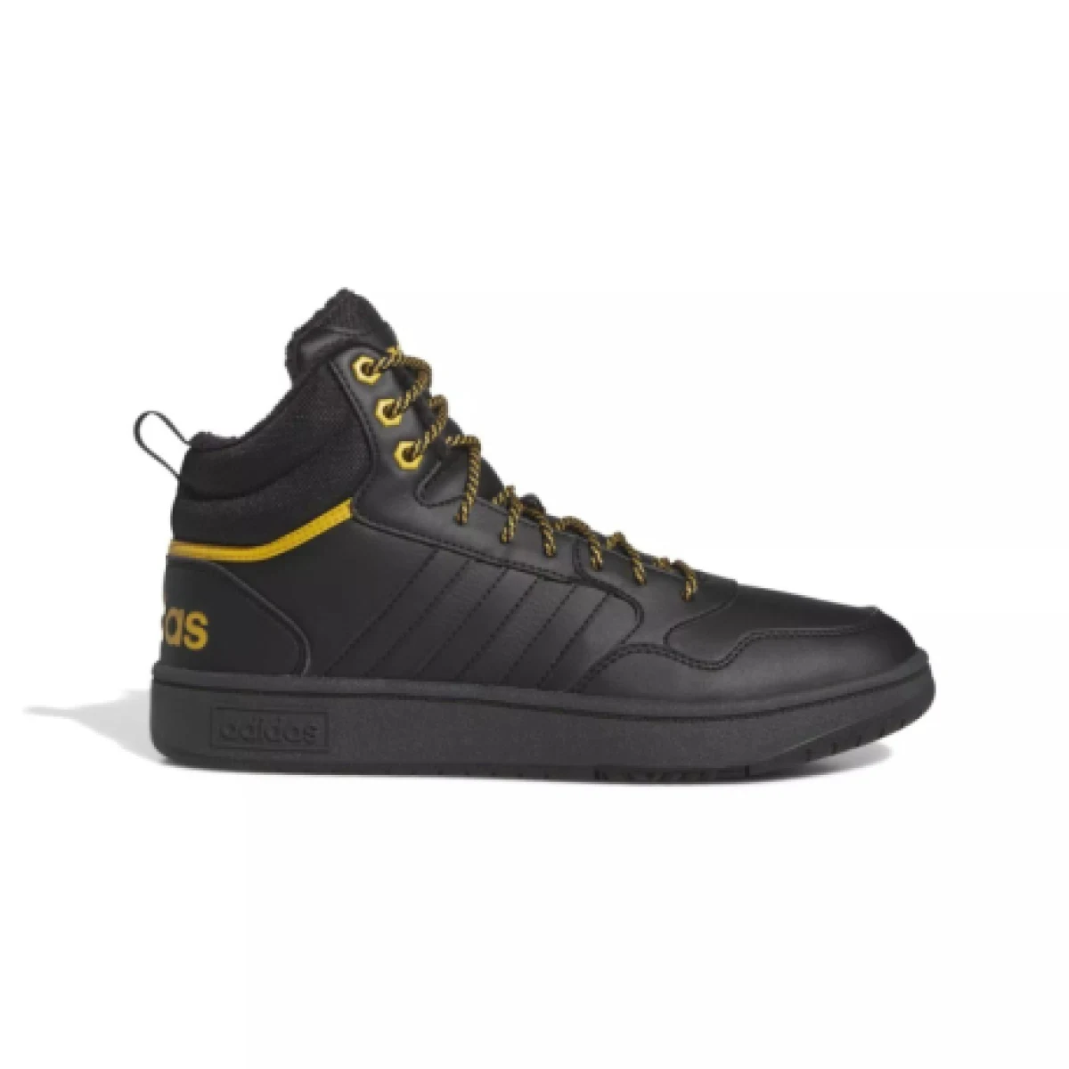 Pánske členkové zimné topánky ADIDAS Hoops 3.0 Mid WTR core black core black preloved yellow · záber 1