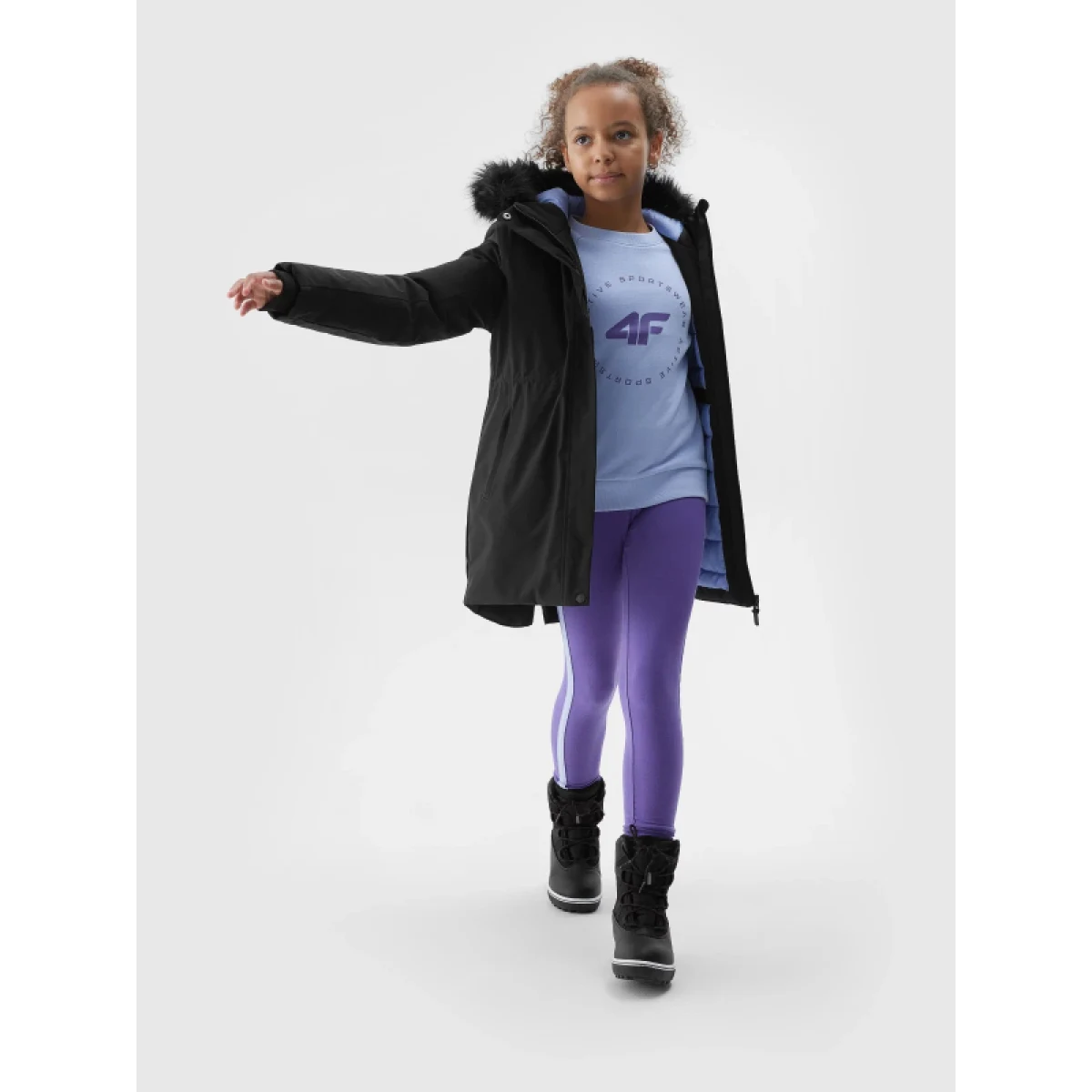 Dievčenská bunda 4F JUNIOR JACKET-JAW23TJACF106-21S-BLACK · záber 4