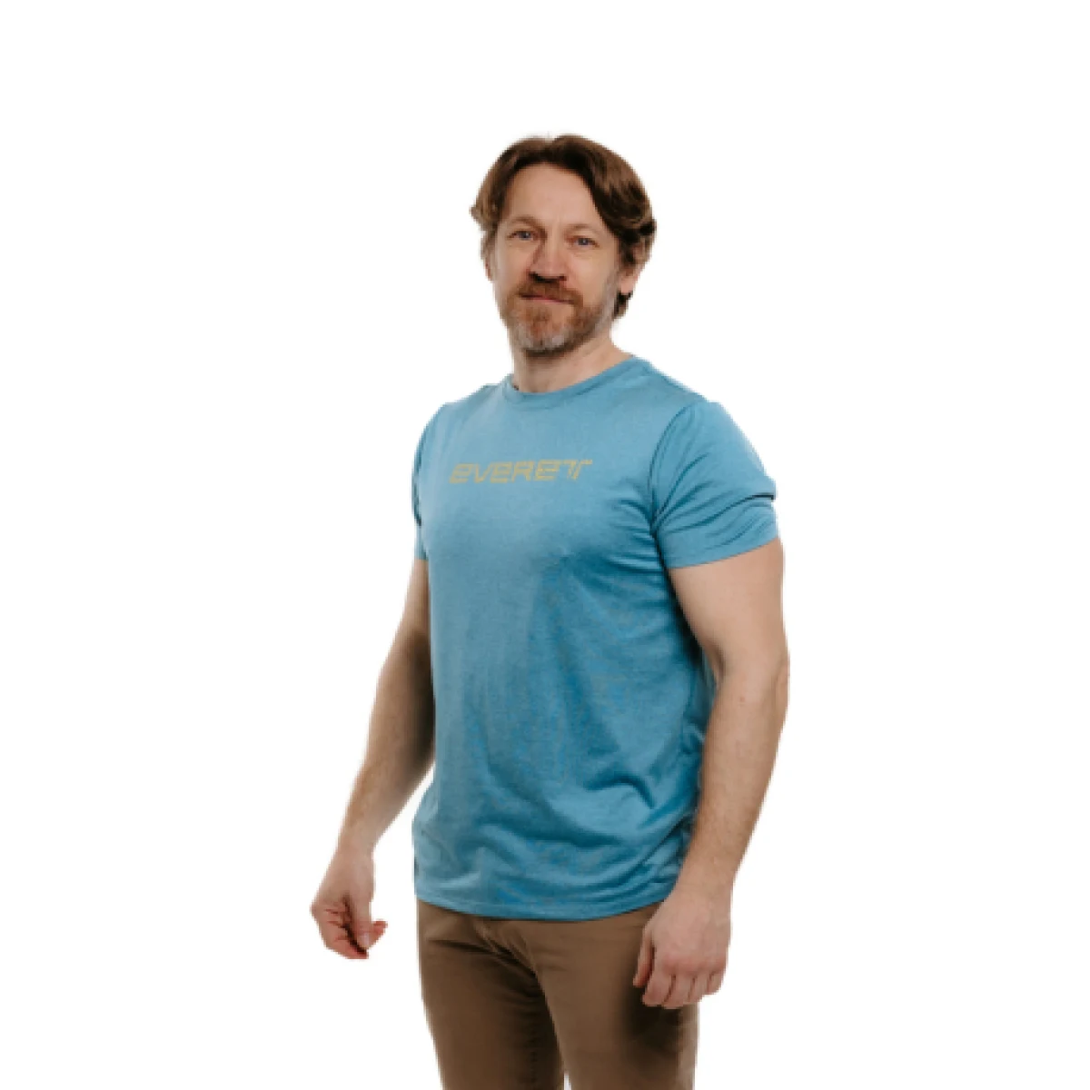 Pánske turistické tričko s krátkym rukávom EVERETT TecShirt M blue melange · záber 1