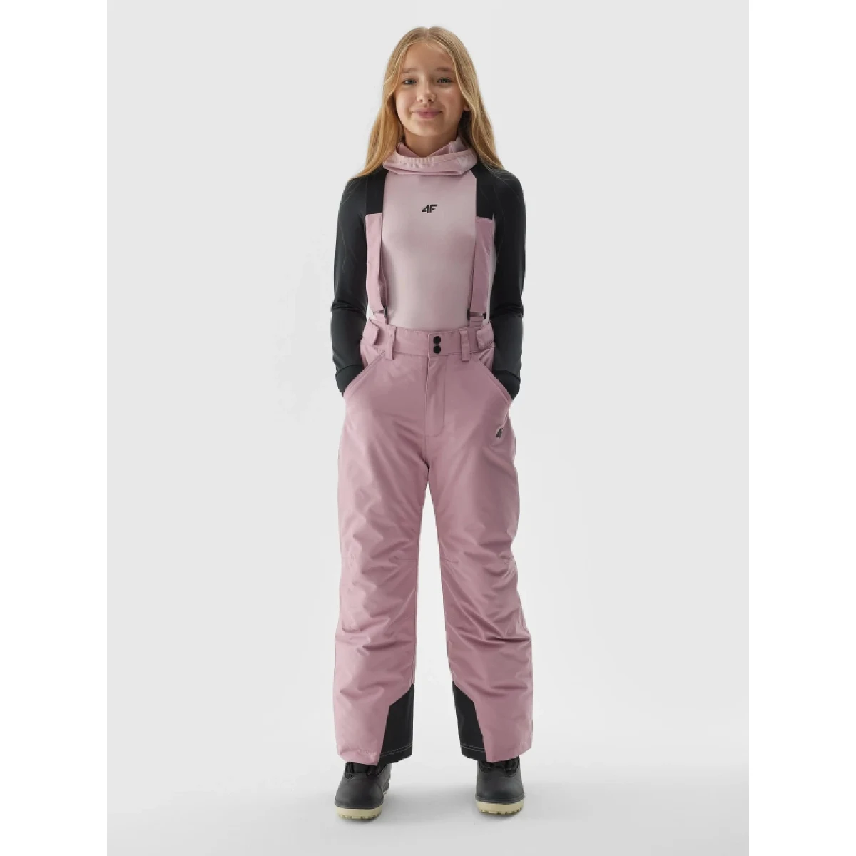 Dievčenské lyžiarske nohavice 4F JUNIOR TROUSERS FNK-JAW23TFTRF353-53S-DARK PINK · záber 3