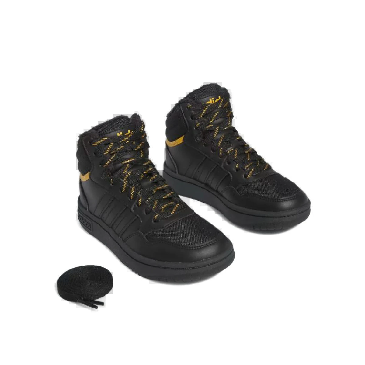 Chlapčenské členkové zimné topánky ADIDAS Hoops 3.0 Mid K core black core black preloved yellow · záber 5