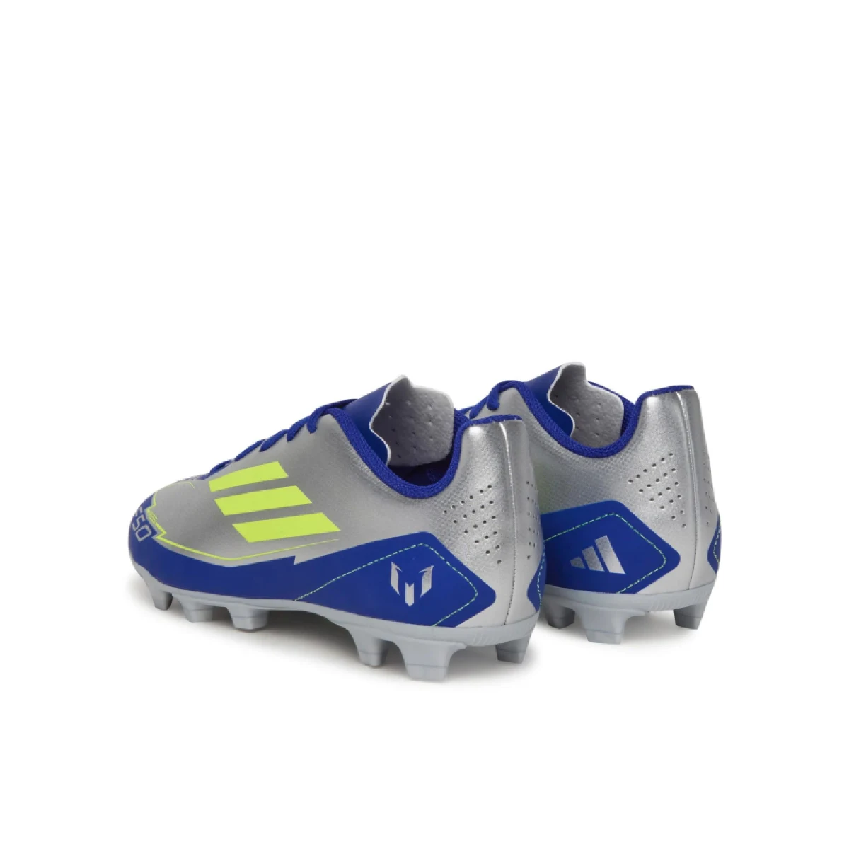 Chlapčenské futbalové kopačky outdoorové ADIDAS F50 Club Messi Jr FG silver metallic solar yellow lucid blue · záber 4