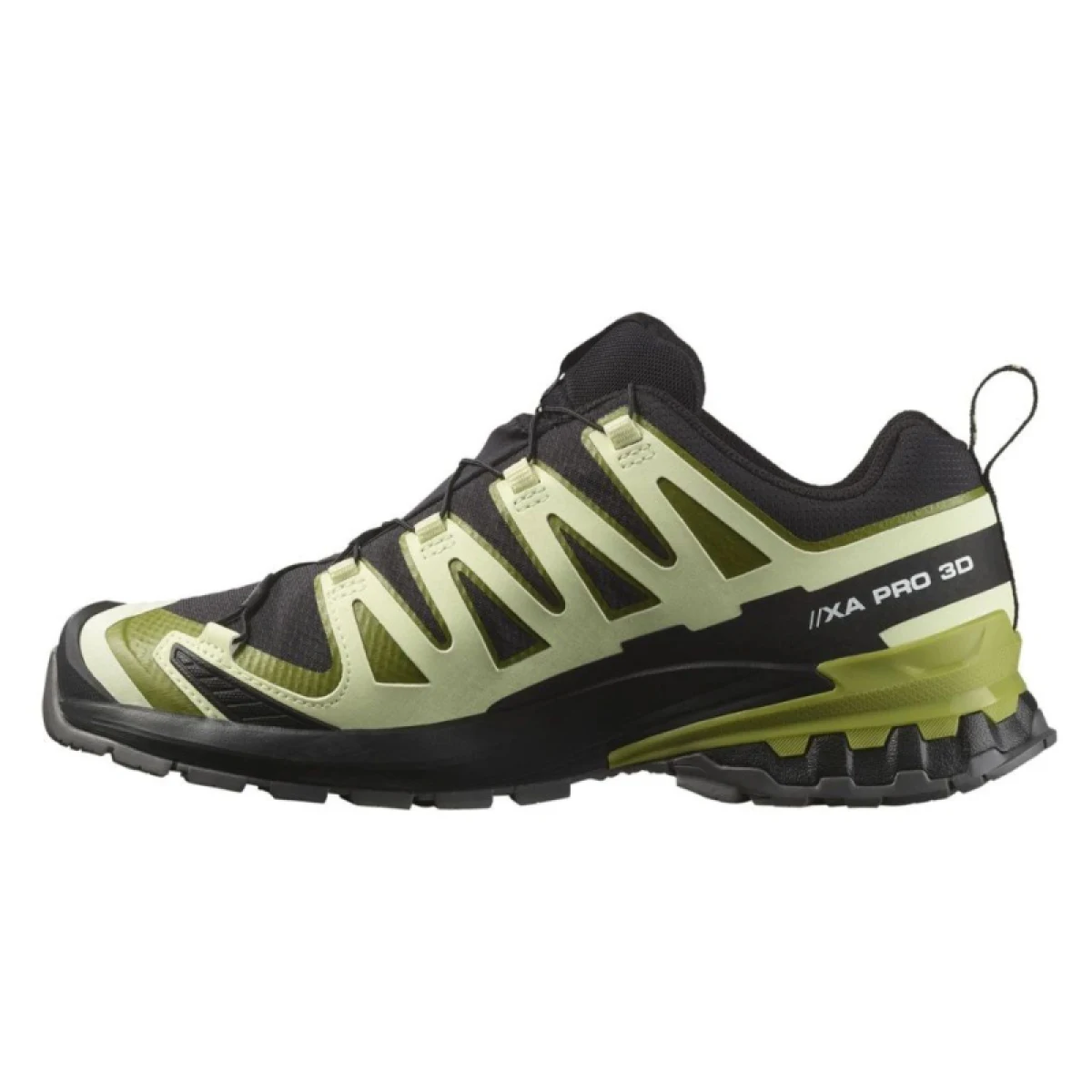 Pánska bežecká trailová obuv SALOMON XA Pro 3D V9 GTX M black lime cream dark citron · záber 3