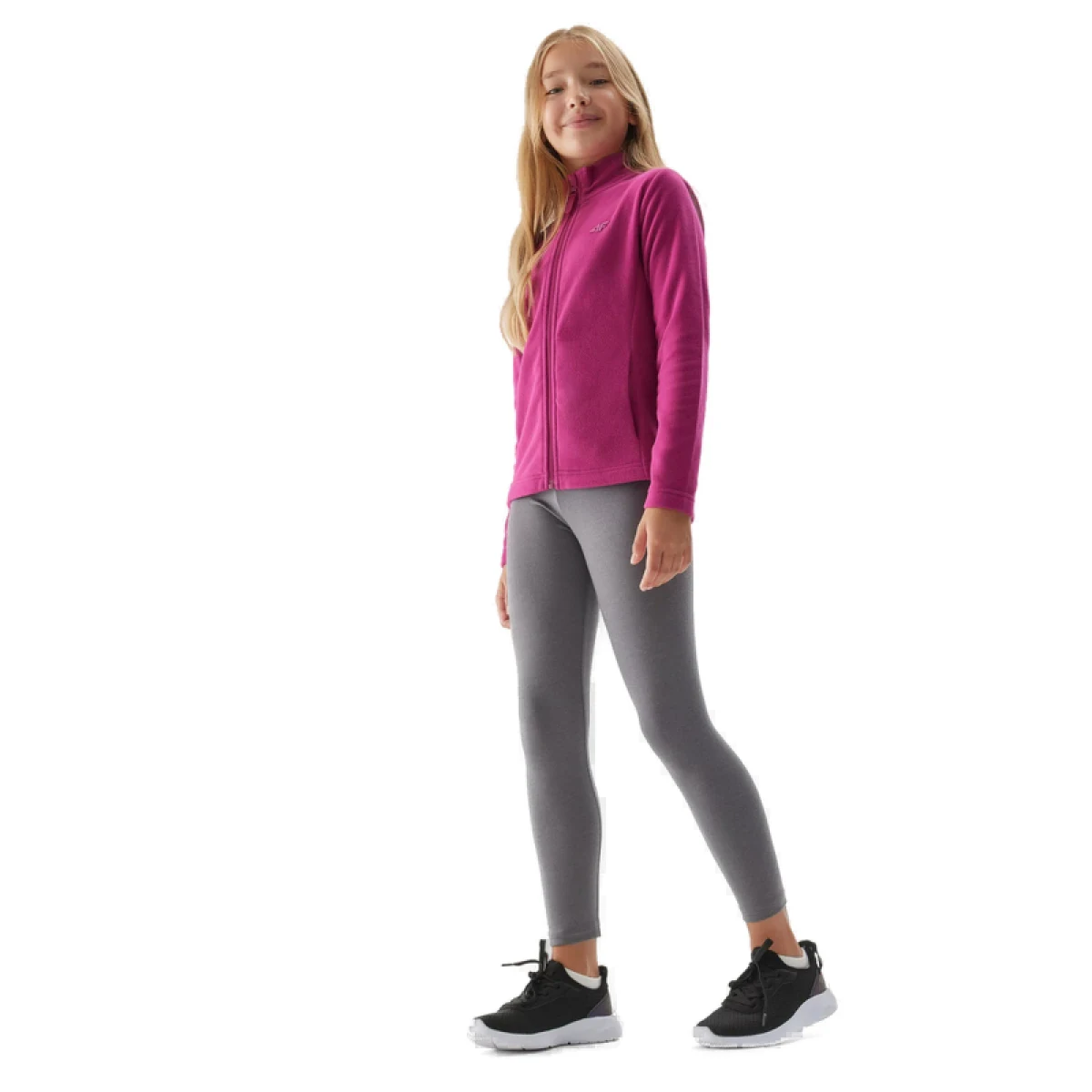 Dievčenské legíny 4F JUNIOR TIGHTS-JAW23TTIGF093-23M-DARK GREY MELANGE · záber 2