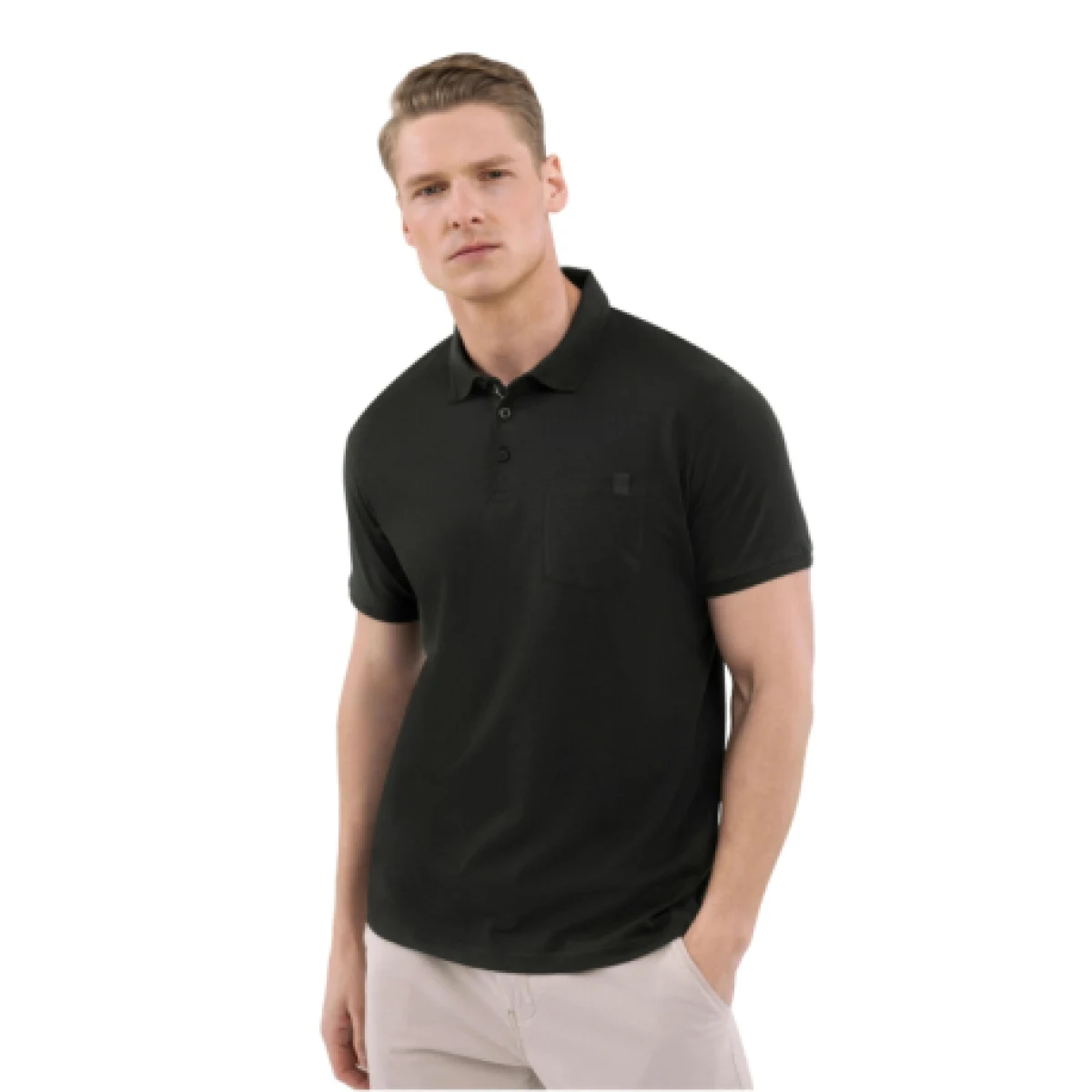 Pánske polo tričko s krátkym rukávom VOLCANO O-DRAGO-700-BLACK · záber 1