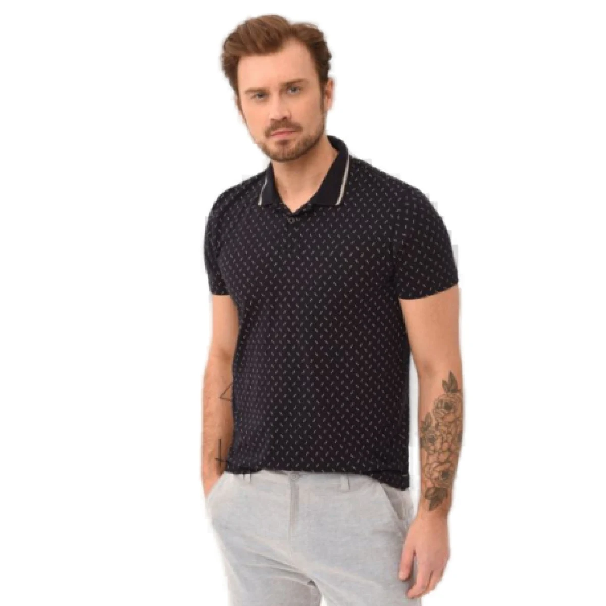 Pánske polo tričko s krátkym rukávom VOLCANO CARO-600-NAVY · záber 1
