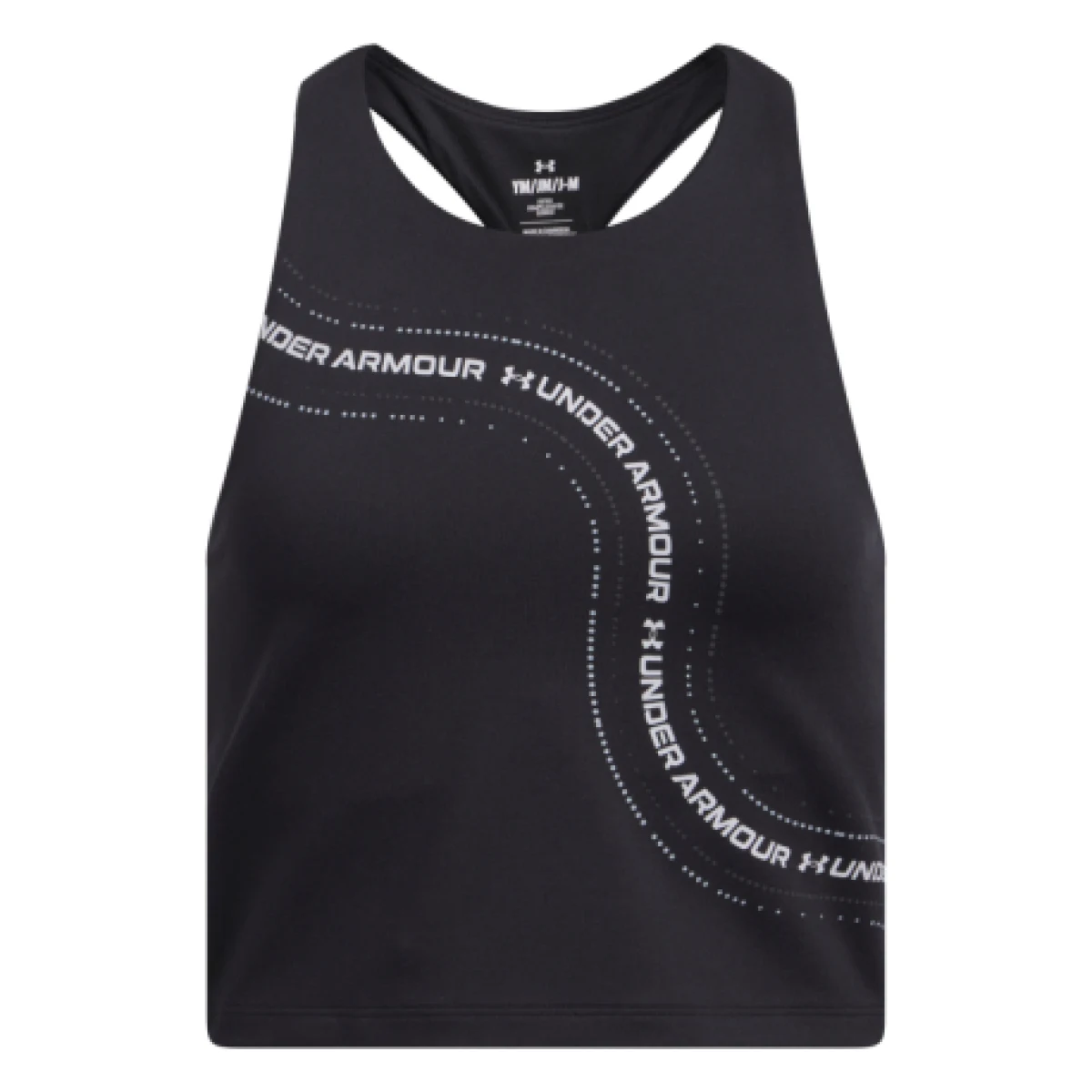 Dievčenské tréningové tielko UNDER ARMOUR G Motion Branded Crop Tank-BLK · záber 1