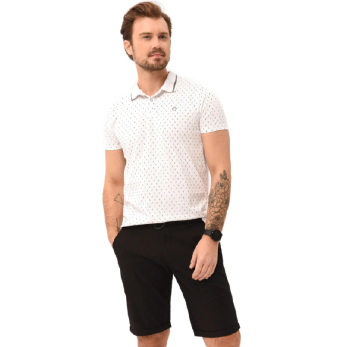 Pánske polo tričko s krátkym rukávom VOLCANO CARO-100-WHITE · záber 1