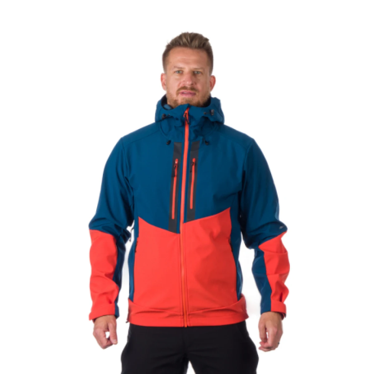 Pánska turistická softshellová bunda NORTHFINDER GRAYSON 631-inkblueorange · záber 1