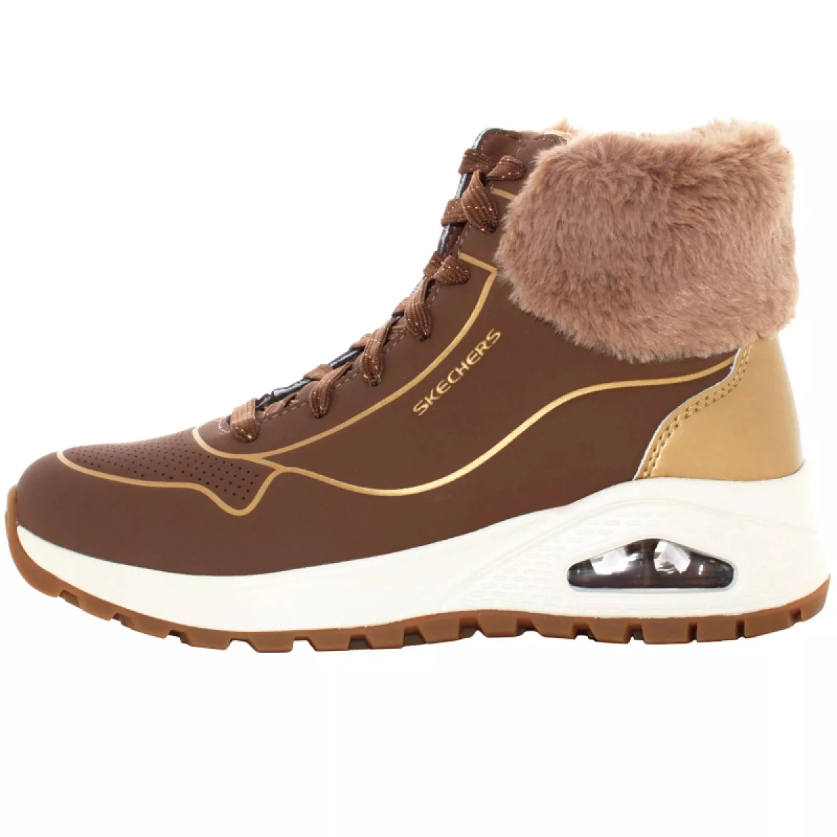 Dámske členkové zimné topánky SKECHERS Uno Rugged Zip Up taupe gold · záber 4