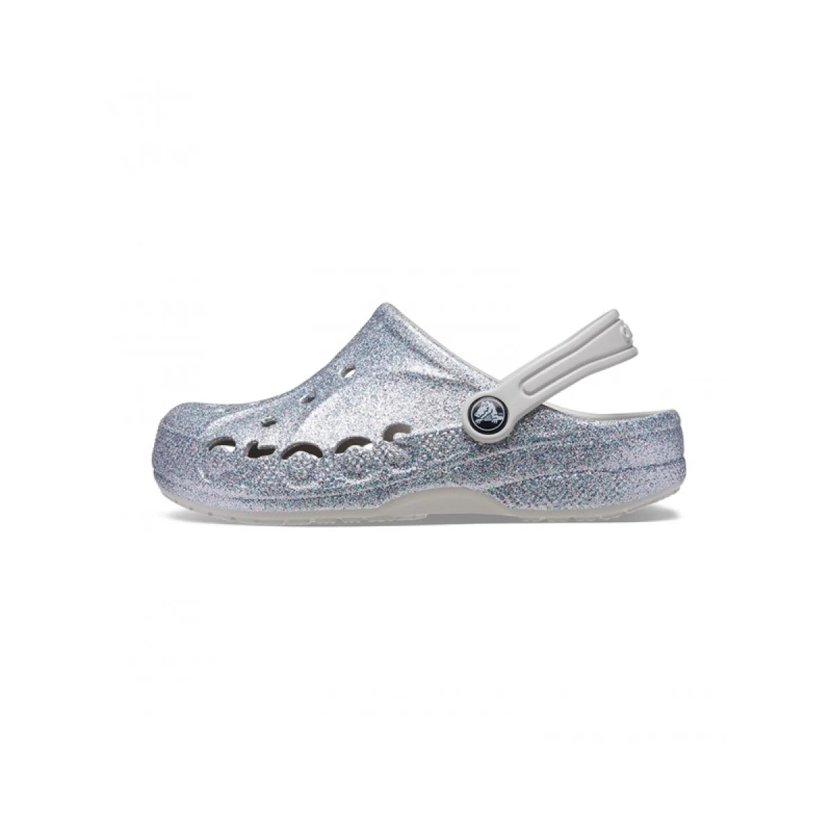 Dievčenské kroksy (rekreačná obuv) CROCS Baya Glitter Clog T silver · záber 3