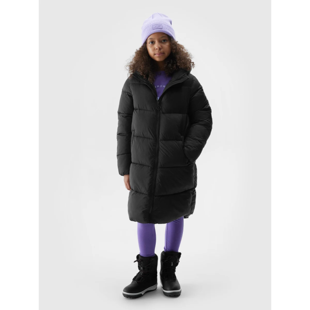 Dievčenská bunda 4F JUNIOR DOWN JACKET-JAW23TDJAF268-21S-BLACK · záber 4