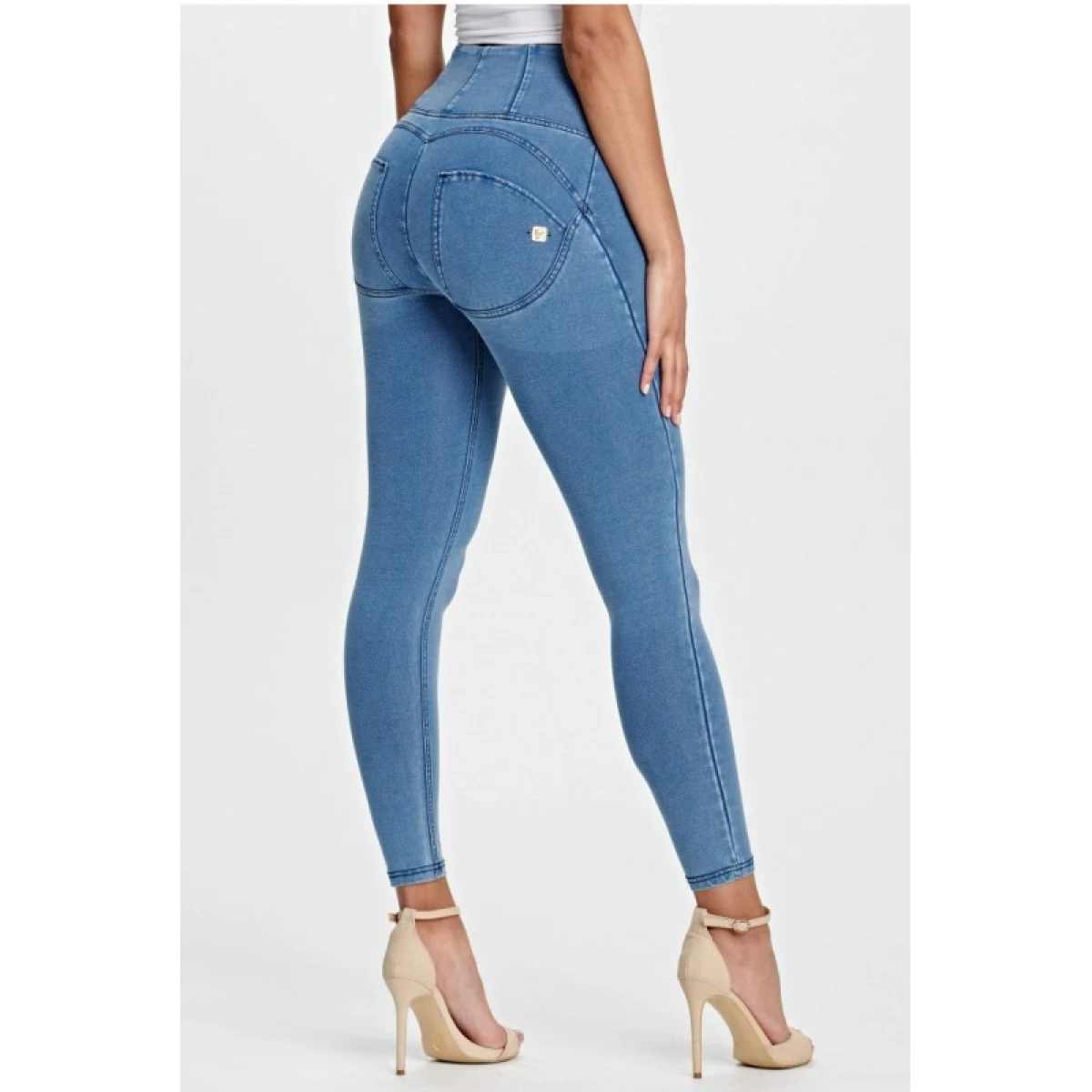 Dámske jeggings nohavice FREDDY WR.UP® skinny high waist push up jeggings in organic fabric-Blue · záber 3