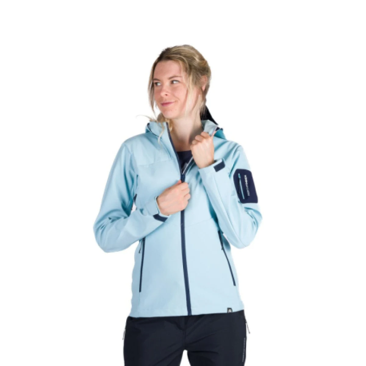 Dámska turistická softshellová bunda NORTHFINDER ANGIE-368skyblue · záber 1