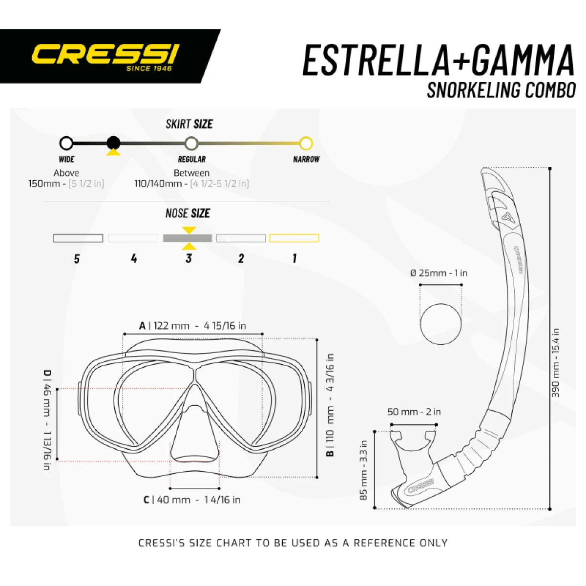 Potápačský šnorchlovací set CRESSI ESTRELLA + GAMMA COMBO CLEAR AQUAMARINE · záber 4