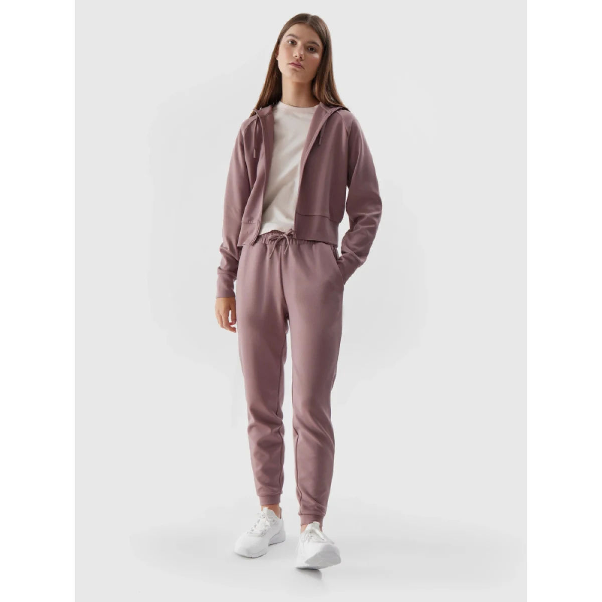 Dámska mikina so zipsom 4F SWEATSHIRT-AW23TSWSF0766-83S-BEIGE · záber 5