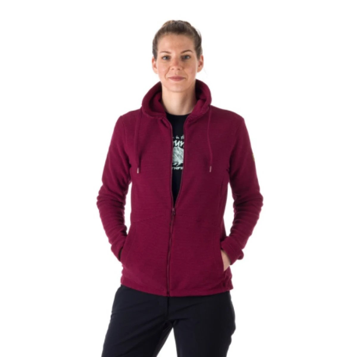 Dámska zateplená turistická mikina so zipsom NORTHFINDER BETHANY -510-cherry · záber 1