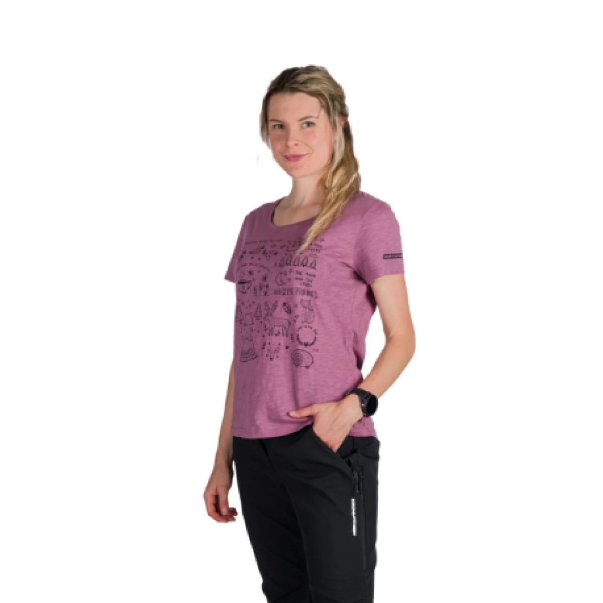 Dámske turistické tričko s krátkym rukávom NORTHFINDER AMIE-523rosewine · záber 1
