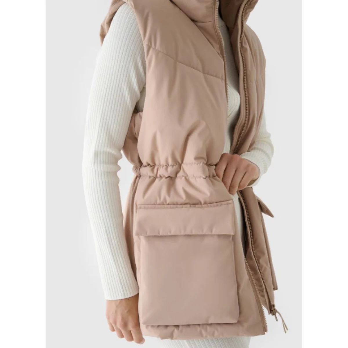 Dámska vesta 4F VEST JACKET-WAW24TVJAF135-83S-BEIGE · záber 5