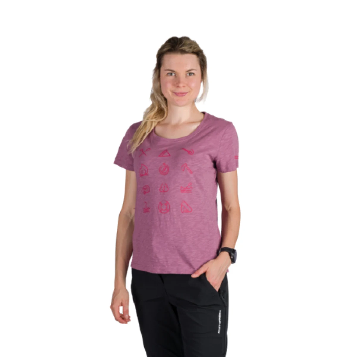 Dámske turistické tričko s krátkym rukávom NORTHFINDER CANDICE-523rosewine · záber 1