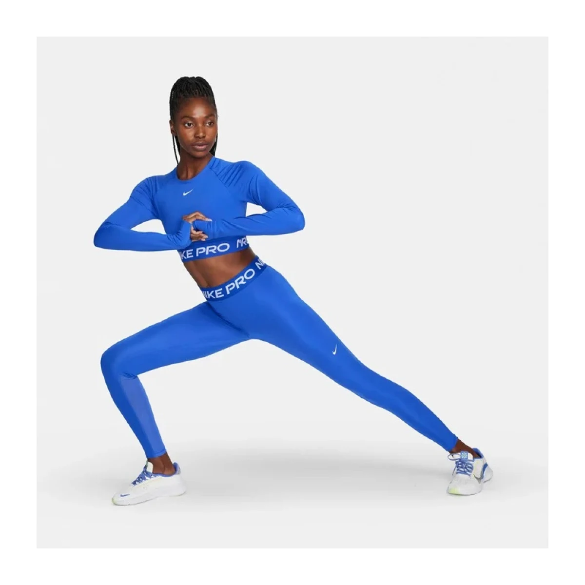 Dámske tréningové tričko s dlhým rukávom NIKE PRO PRO DF 365 CROP LS-405-Blue · záber 4