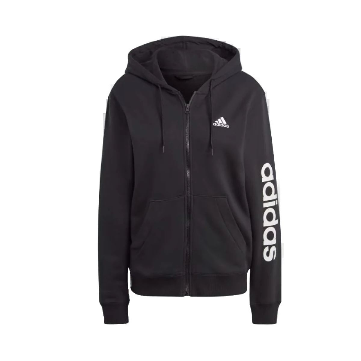Dámska mikina so zipsom ADIDAS W LIN FT FZ HD-IC6863-Black · záber 5