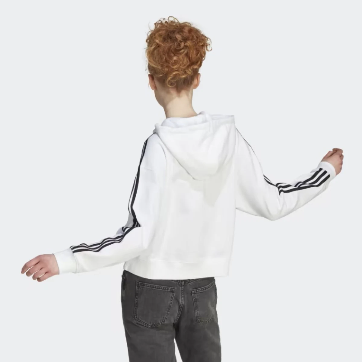 Dámska mikina so zipsom ADIDAS W 3S FT FZ S HD WHITE BLACK-100 WHITE BLACK · záber 4