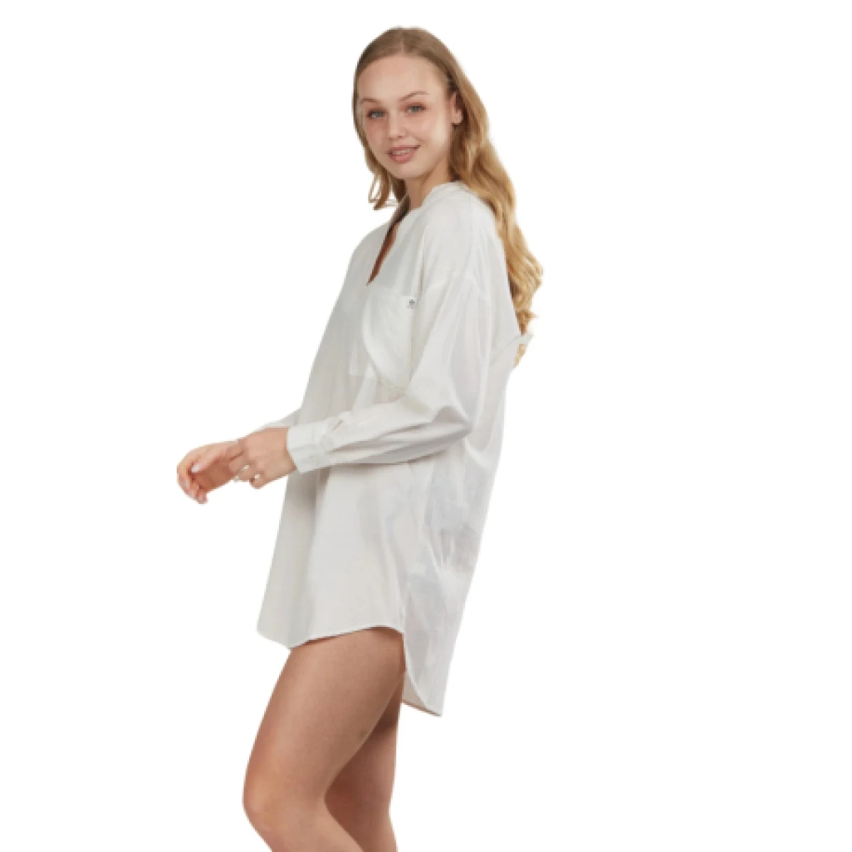 Dámska košeľa s dlhým rukávom FUNDANGO Athene Cover-up-100-white · záber 1