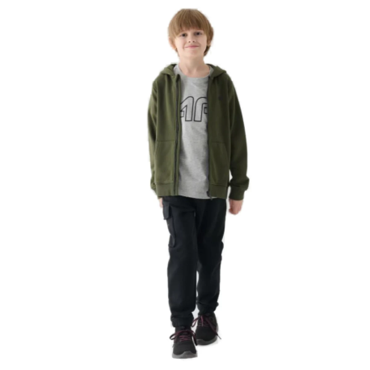 Chlapčenské zateplené tepláky 4F JUNIOR TROUSERS-JWAW24TTROM760-20S-DEEP BLACK · záber 1