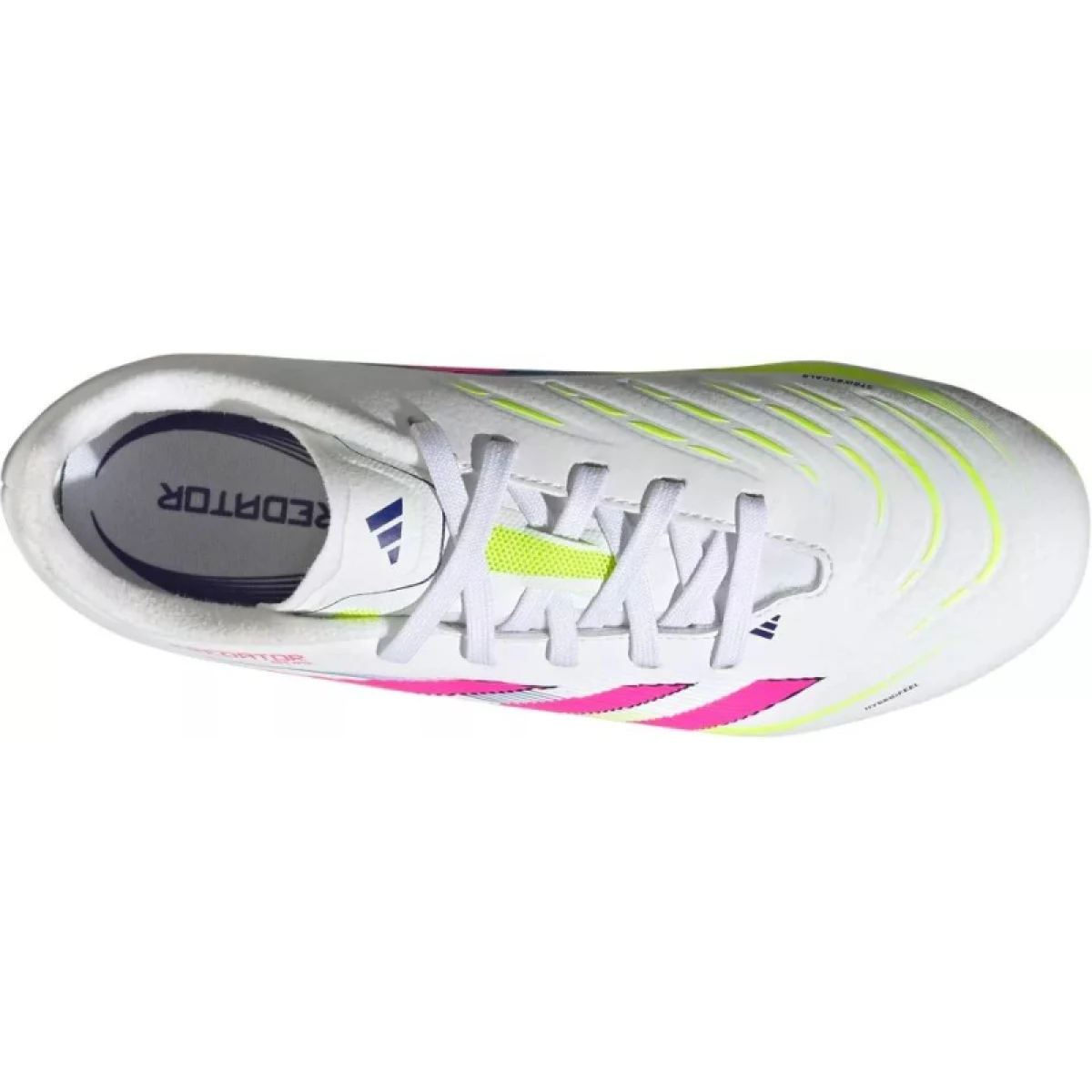 Chlapčenské futbalové kopačky outdoorové ADIDAS Predator League Jr FG MG cloud white lucid pink lucid lemon · záber 3