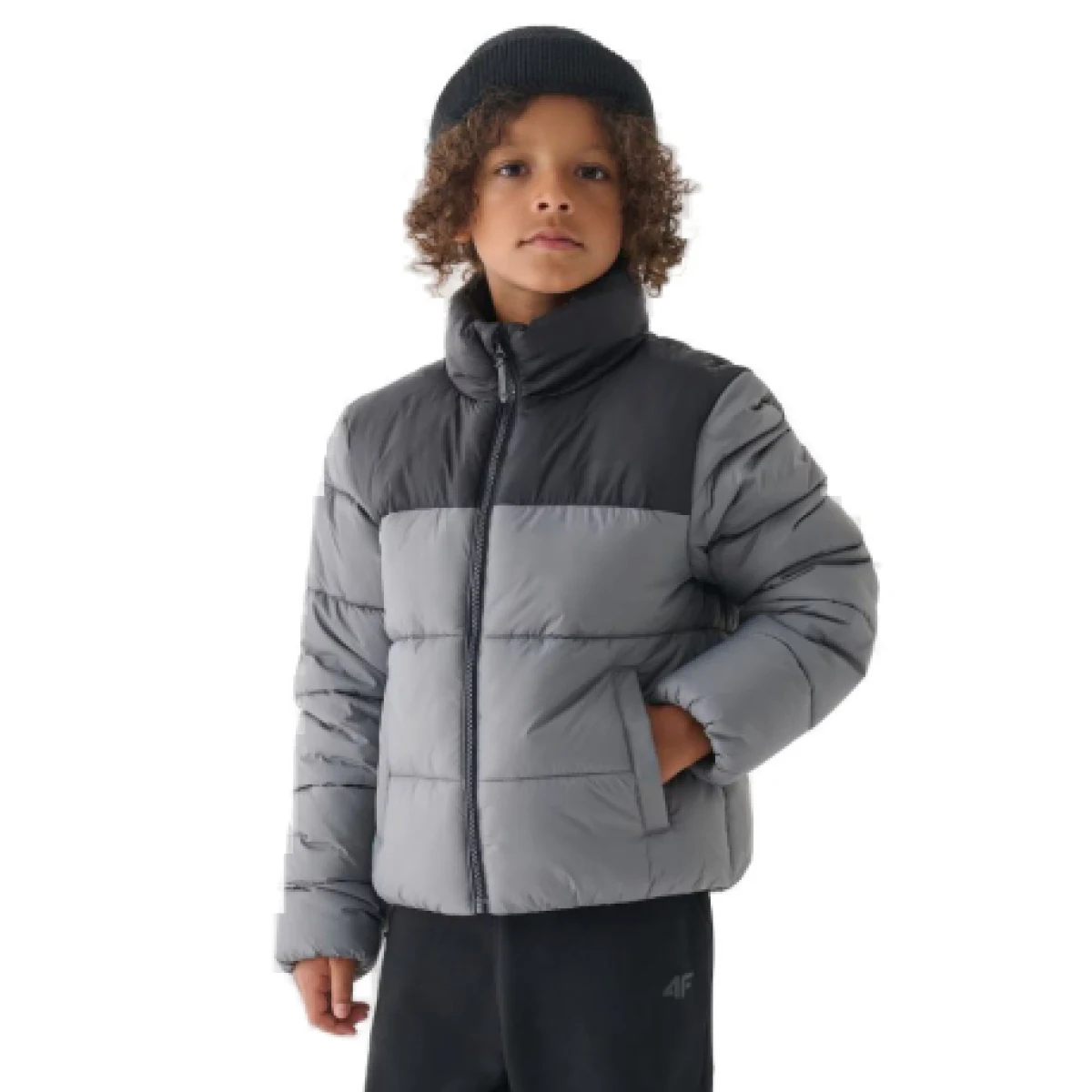 Chlapčenská bunda 4F JUNIOR DOWN JACKET-JWAW24TDJAM461-25S-GREY · záber 1