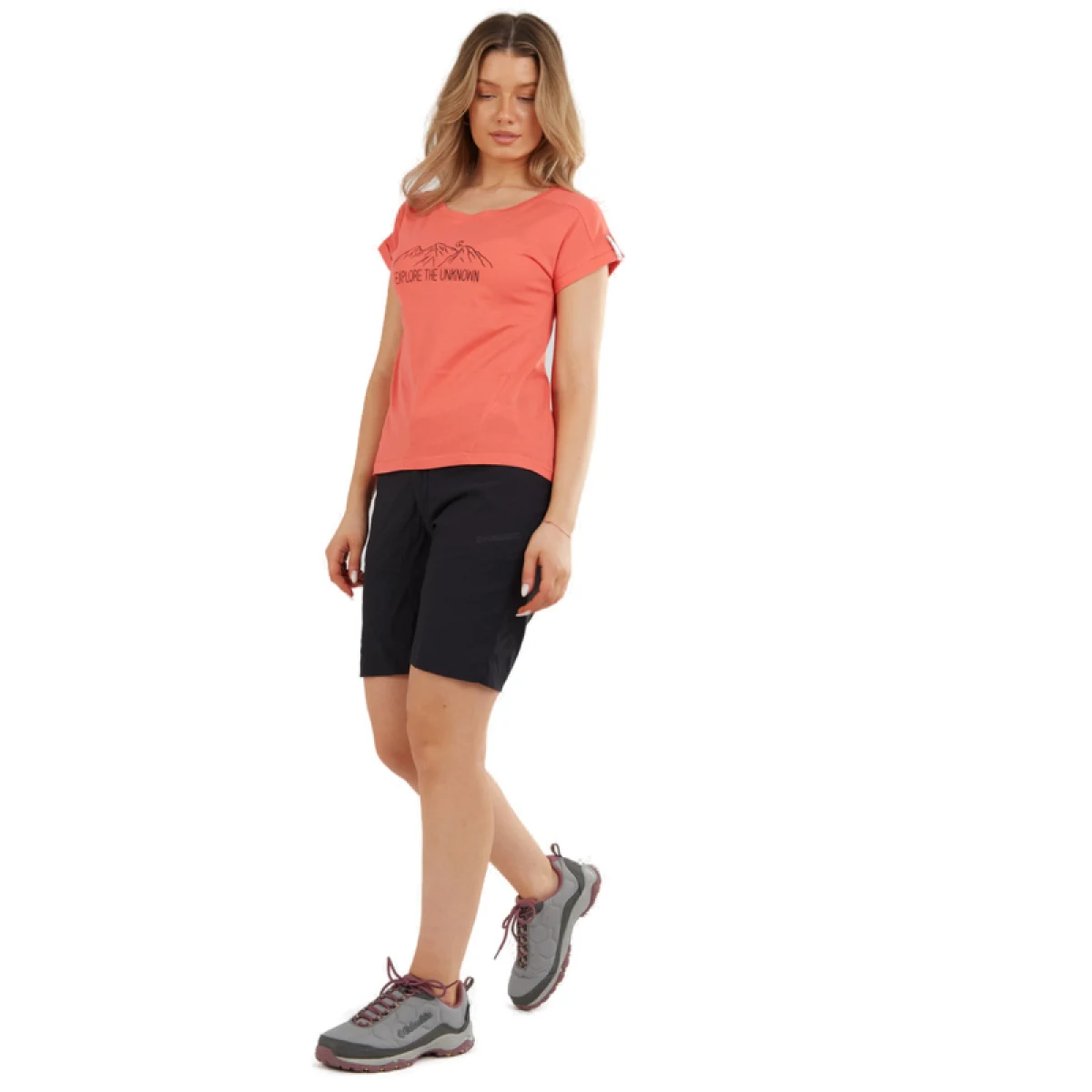 Dámske turistické tričko s krátkym rukávom FUNDANGO Atmos T-shirt-352-coral · záber 3
