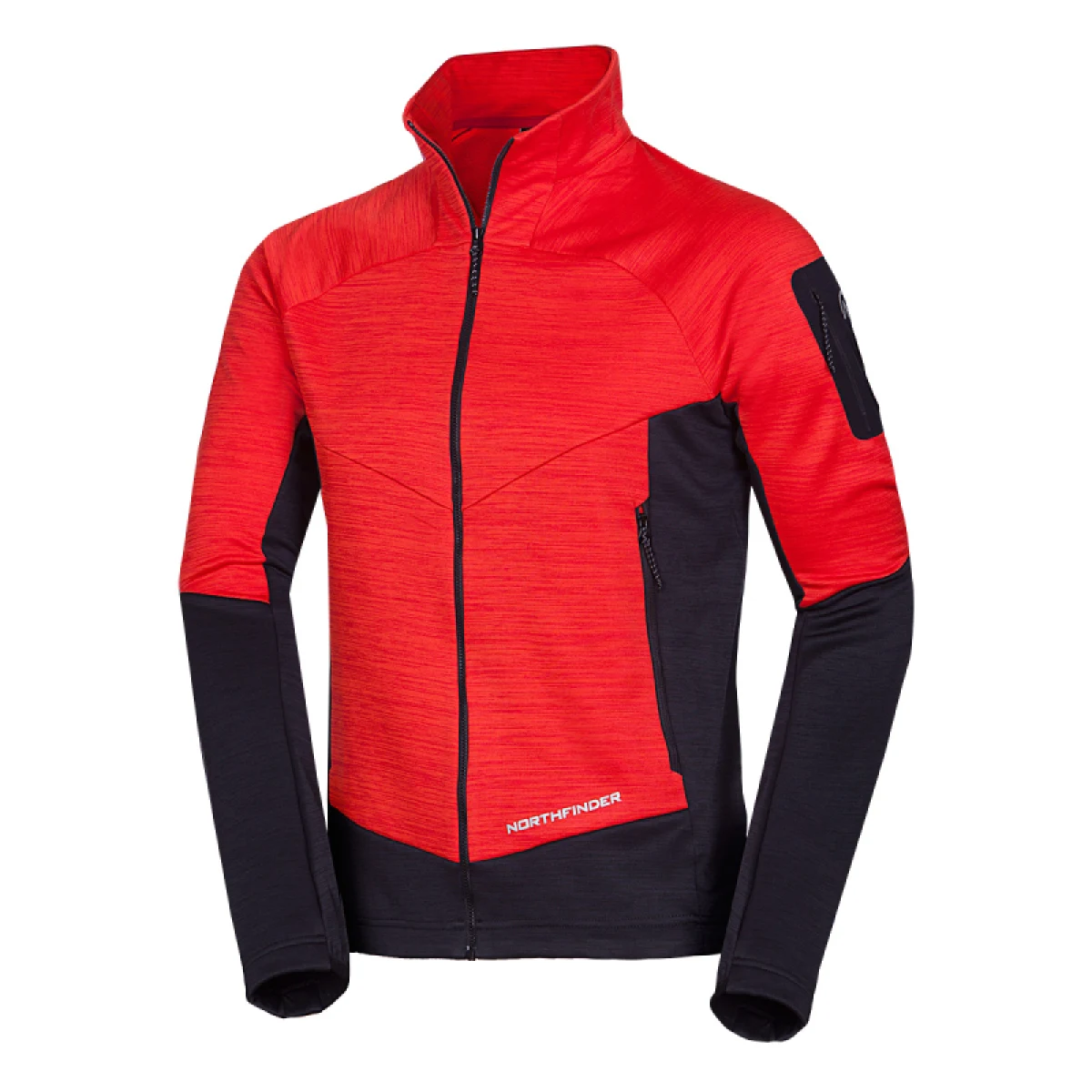 Pánska zateplená turistická mikina so zipsom NORTHFINDER GIACOMO-361redblack · záber 5