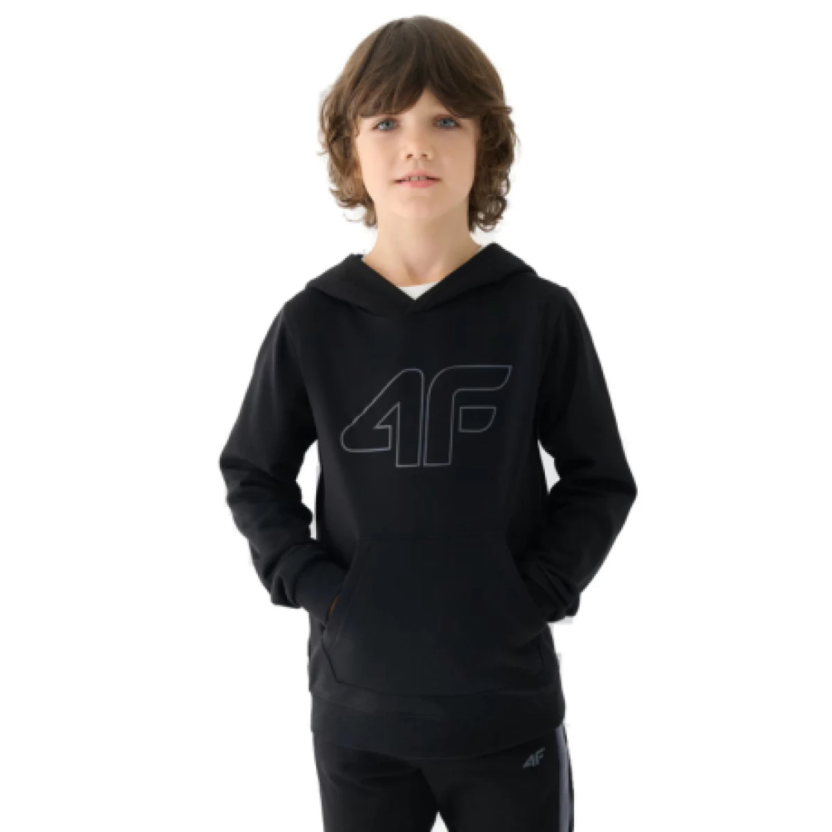 Chlapčenská mikina s kapucňou 4F JUNIOR SWEATSHIRT-JWMM00TSWSM1292-21S-BLACK · záber 1