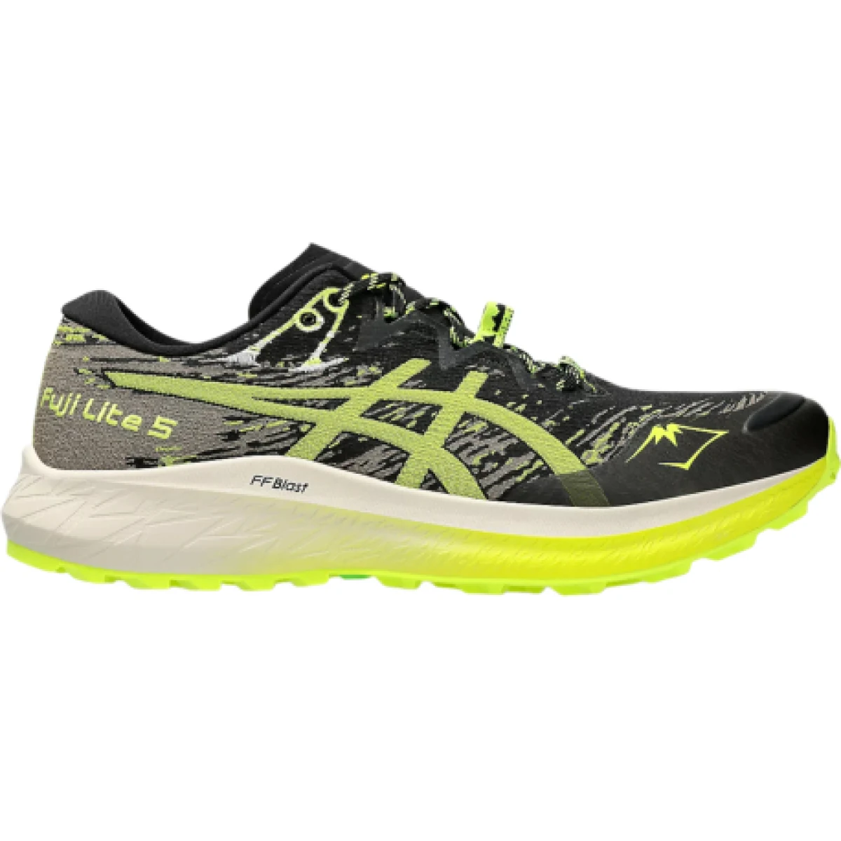 Pánska bežecká trailová obuv ASICS Fuji Lite 5 black safety yellow · záber 1