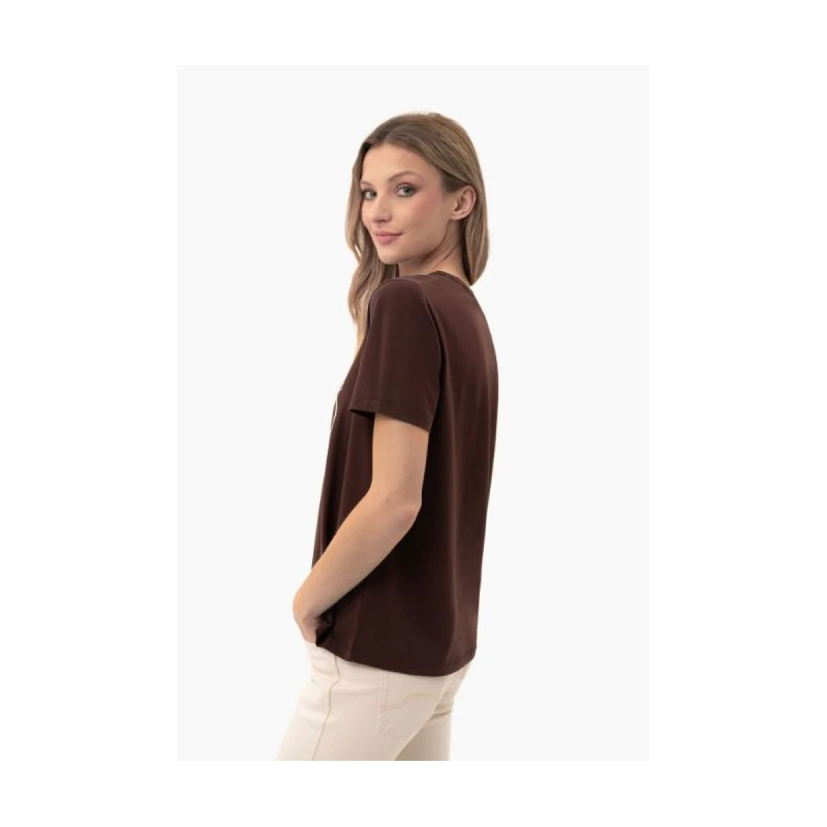 Dámske tričko s krátkym rukávom VOLCANO MADAME-500-BROWN · záber 3