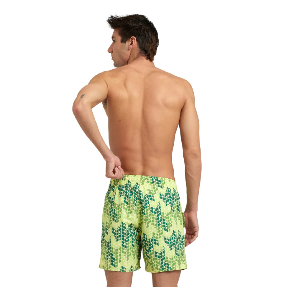 Pánske plavky ARENA MENS BEACH BOXER ALLOVER-610-soft green multi · záber 2