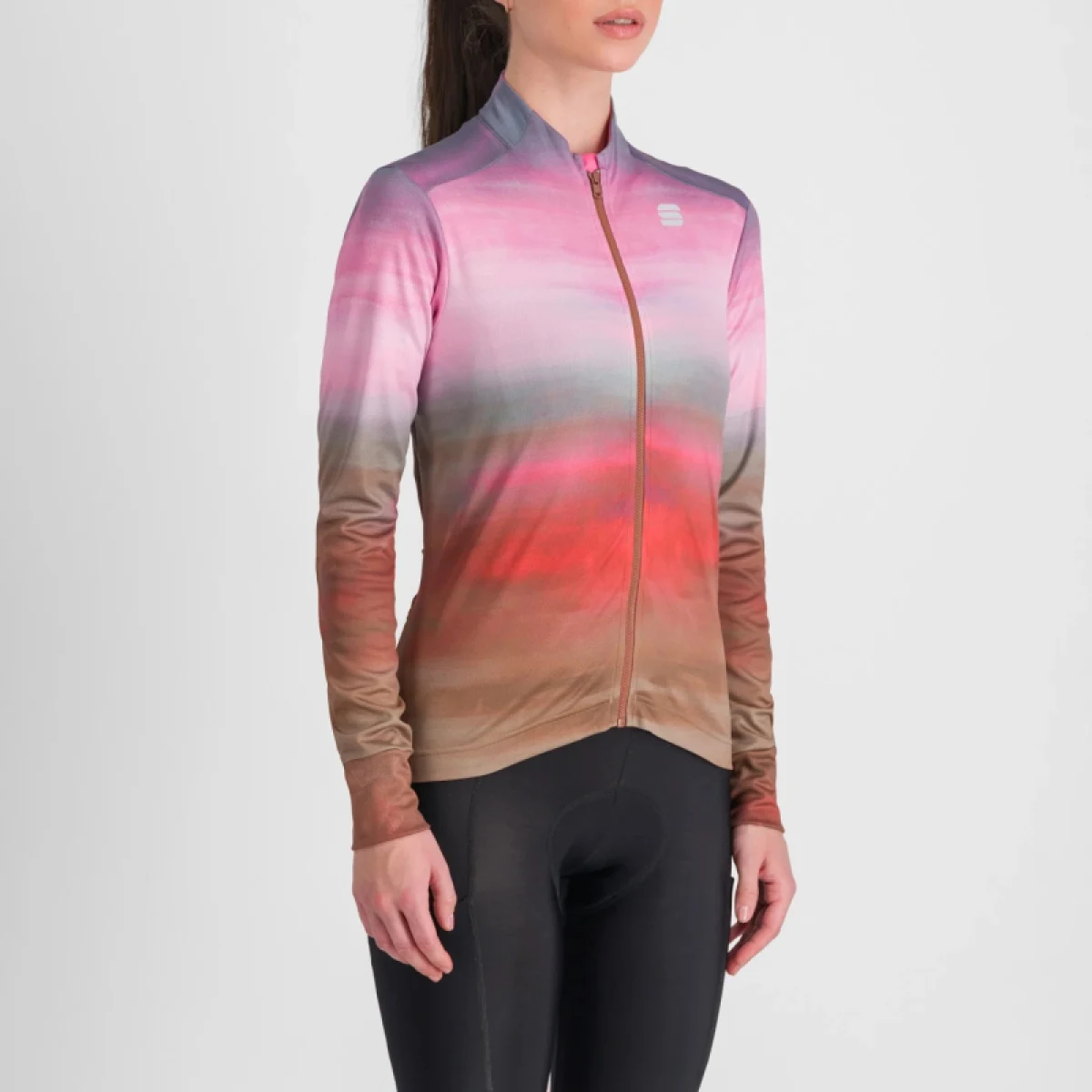 Dámsky cyklistický dres s dlhým rukávom SPORTFUL Flow supergiara w thermal jersey, cayenna red pink · záber 4