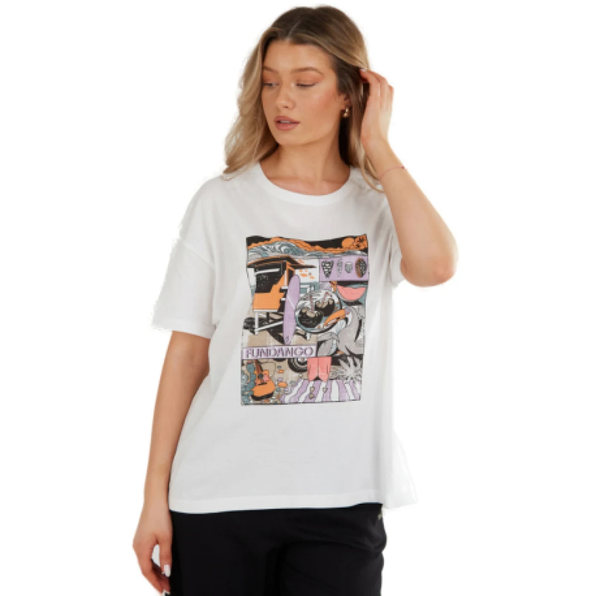 Dámske tričko s krátkym rukávom FUNDANGO Nissa T-shirt-100-white · záber 1