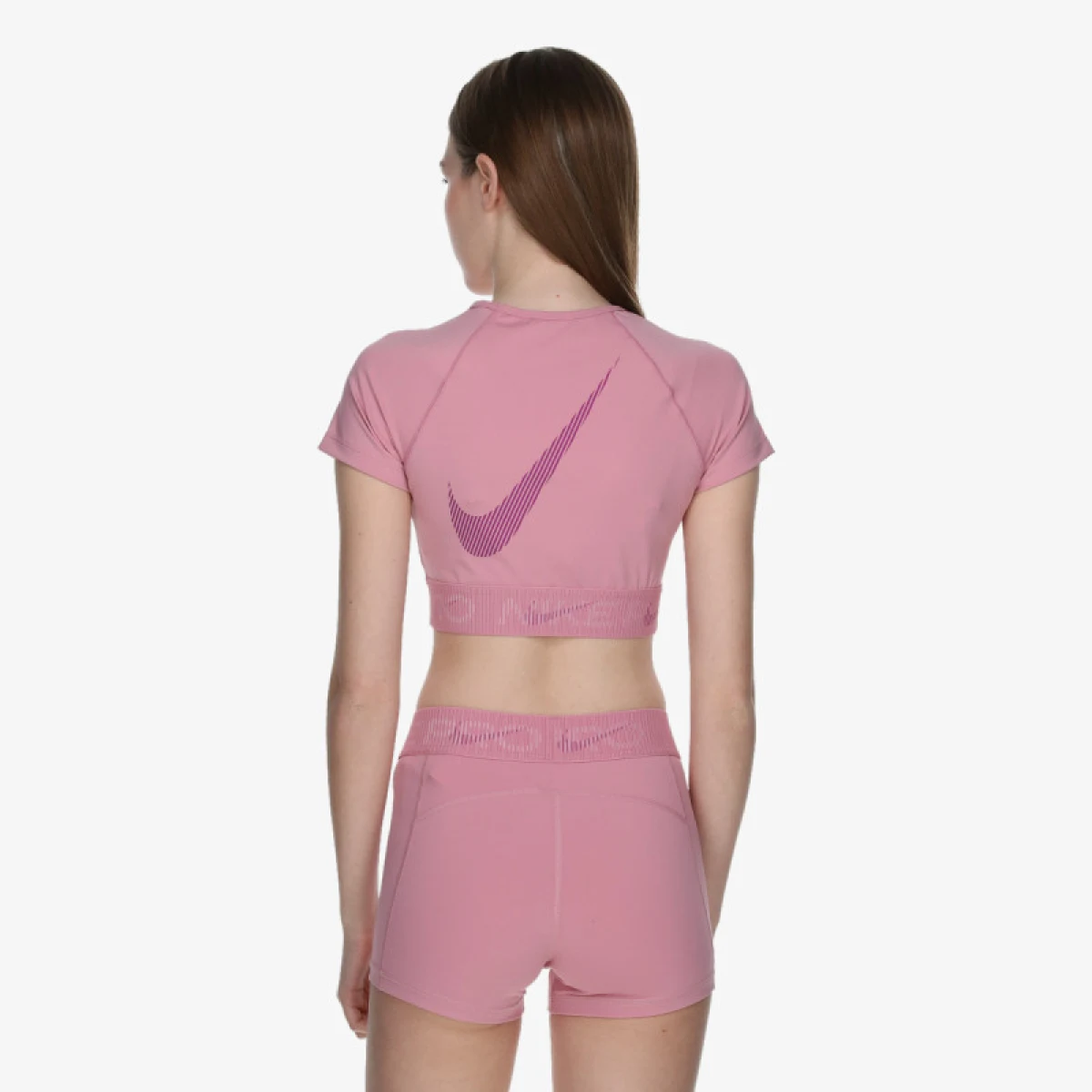 Dámske tréningové tričko s krátkym rukávom NIKE PRO W NP DF SS CROP TOP TT GX-699-Pink · záber 4
